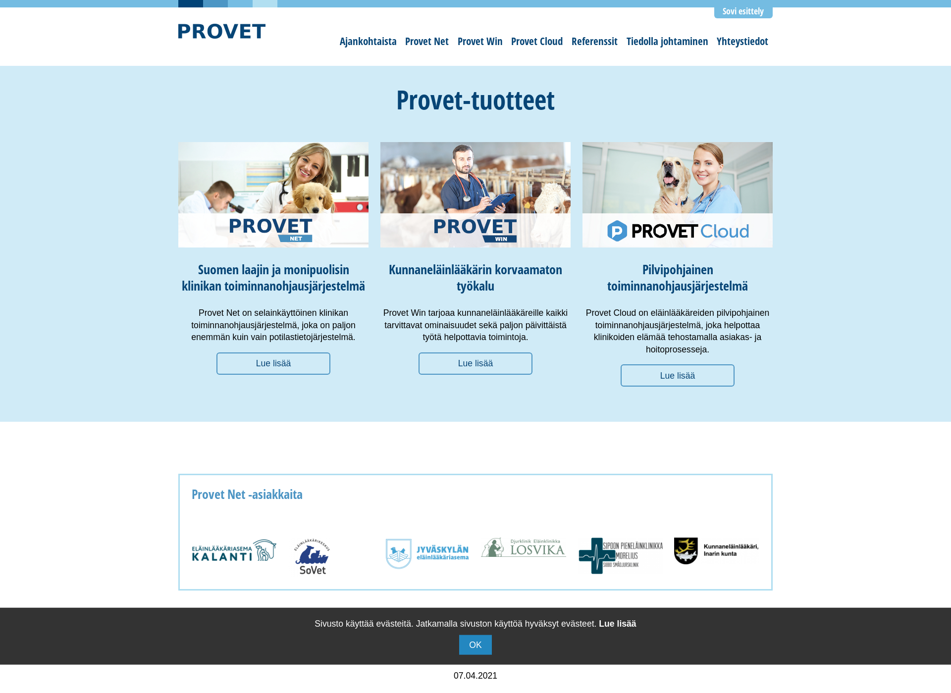 Screenshot for provet.fi