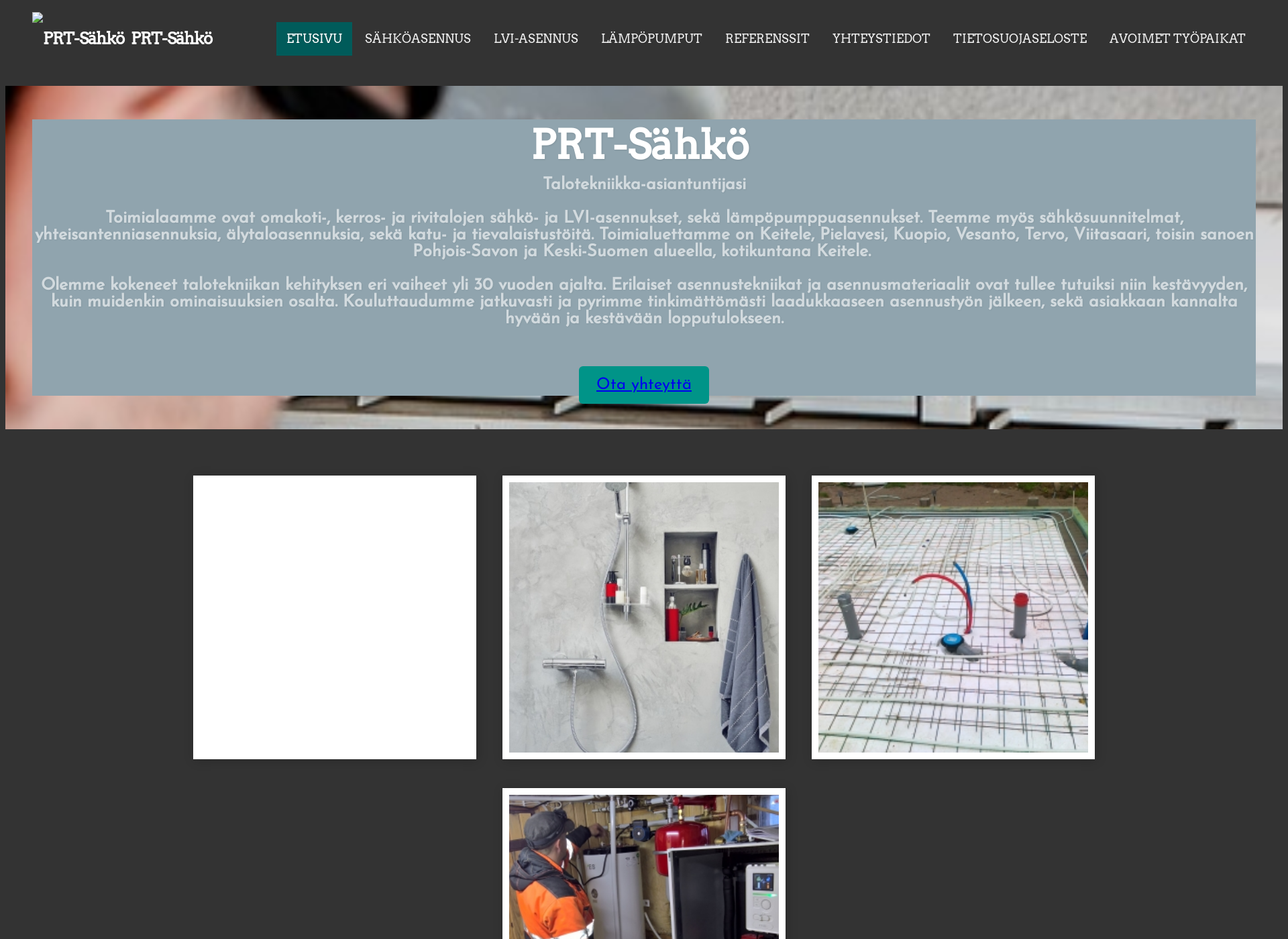Skärmdump för prt-sahko.fi