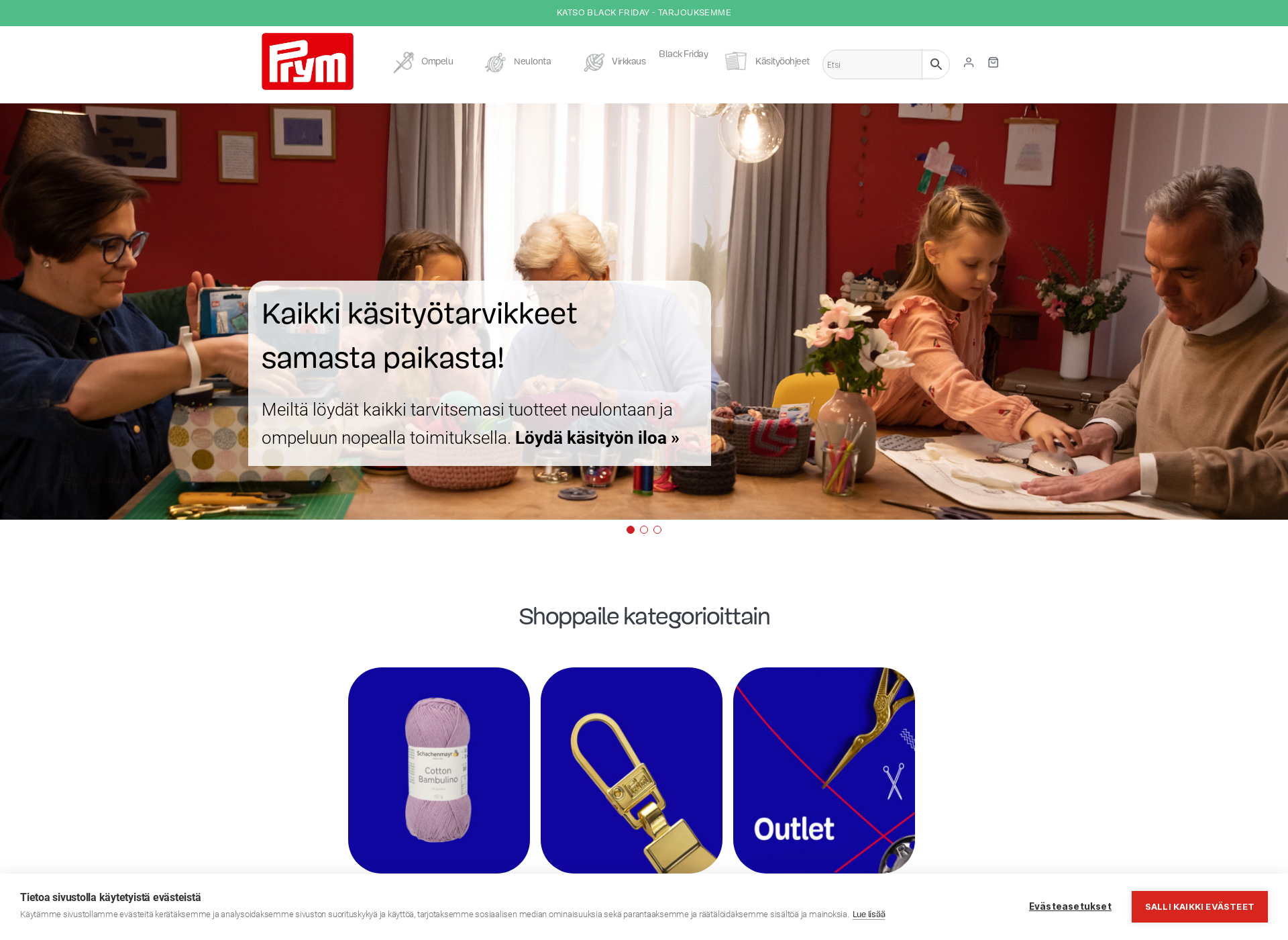 Skärmdump för prym.fi