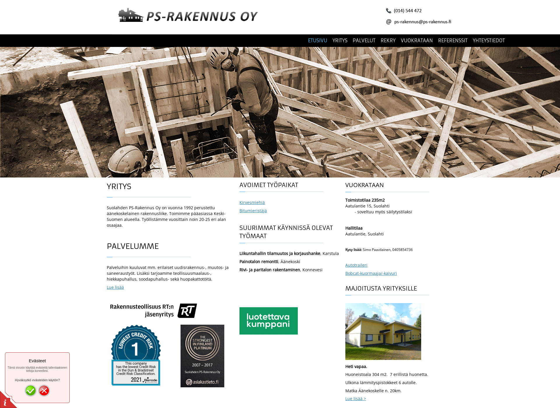 Skärmdump för ps-rakennus.fi