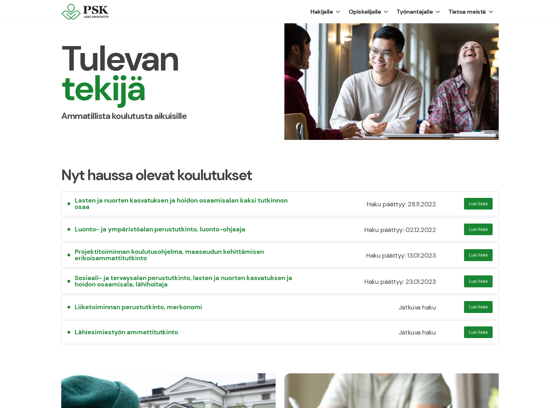 Skärmdump för psk.fi