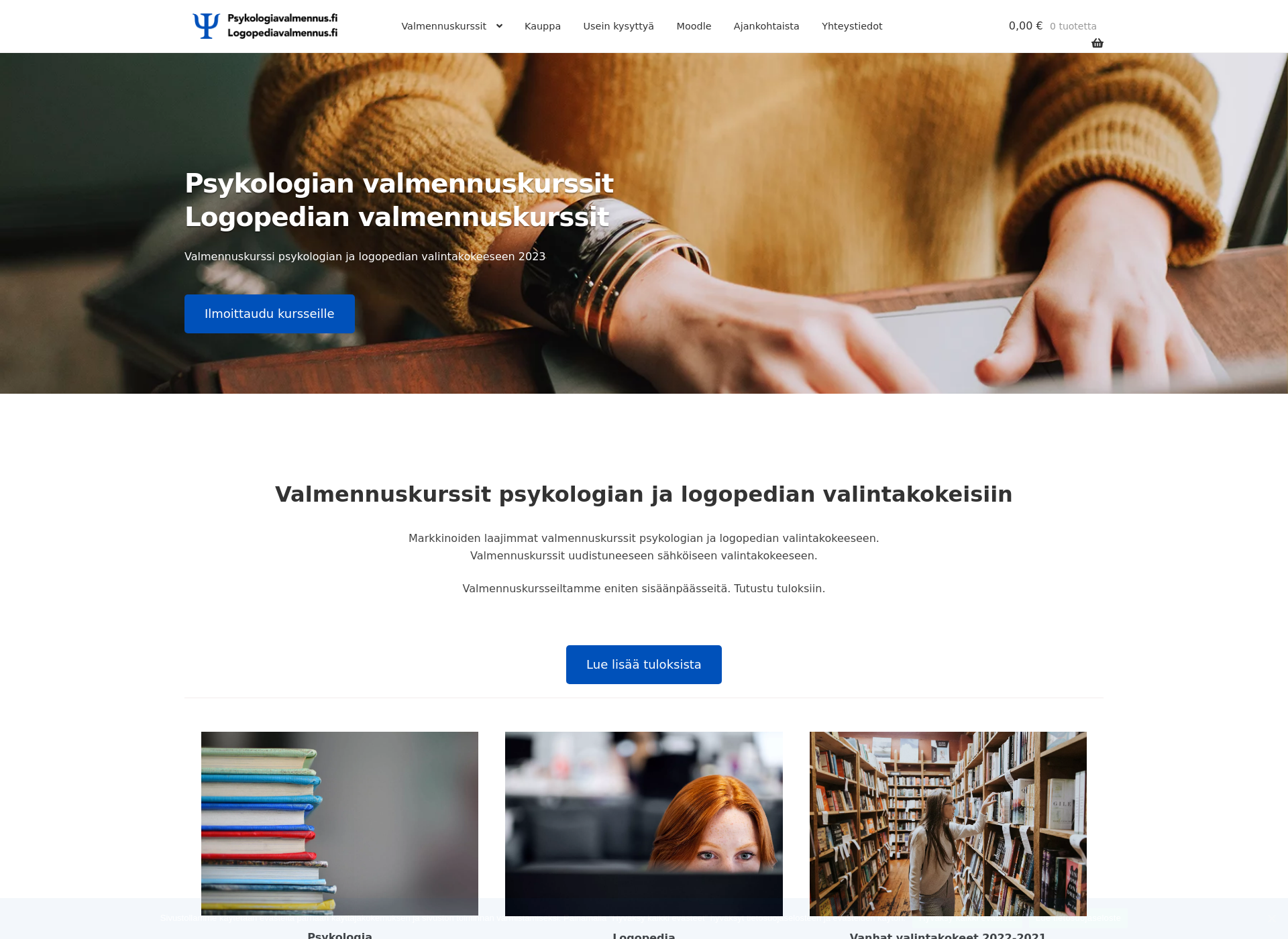 Skärmdump för psykologiavalmennus.fi