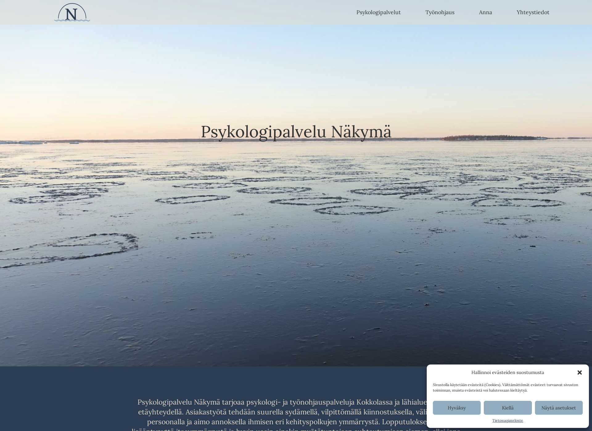 Skärmdump för psykologipalvelunakyma.fi
