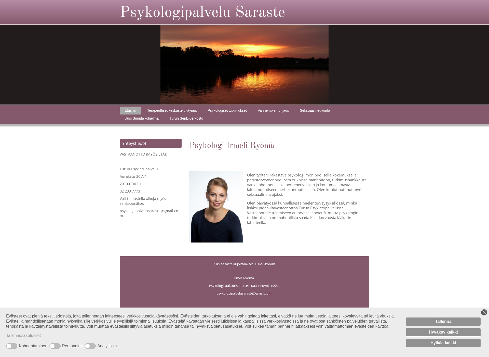 Näyttökuva psykologipalvelusaraste.fi