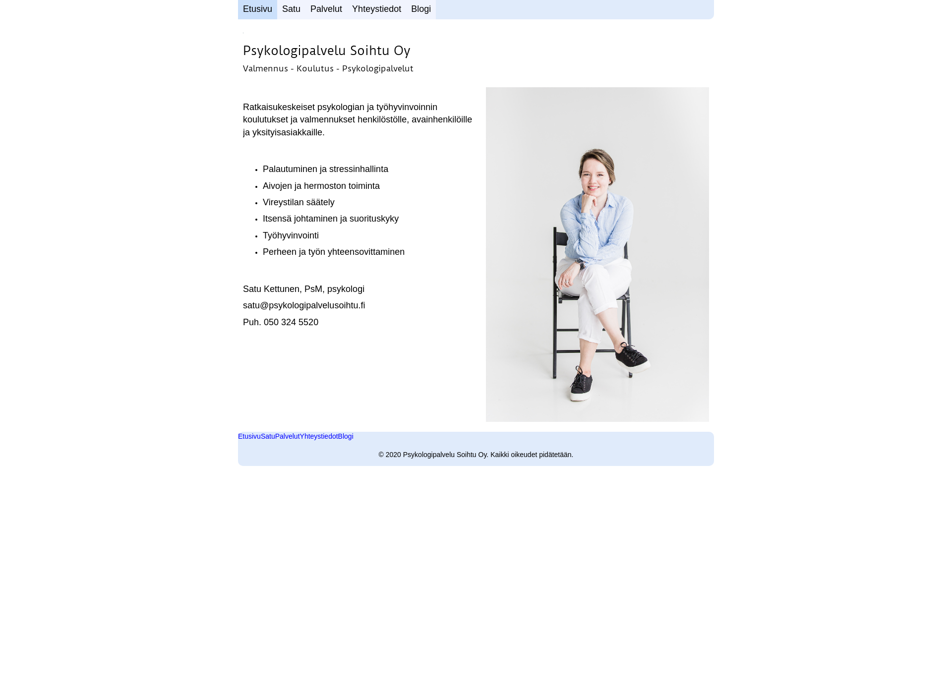 Screenshot for psykologipalvelusoihtu.fi