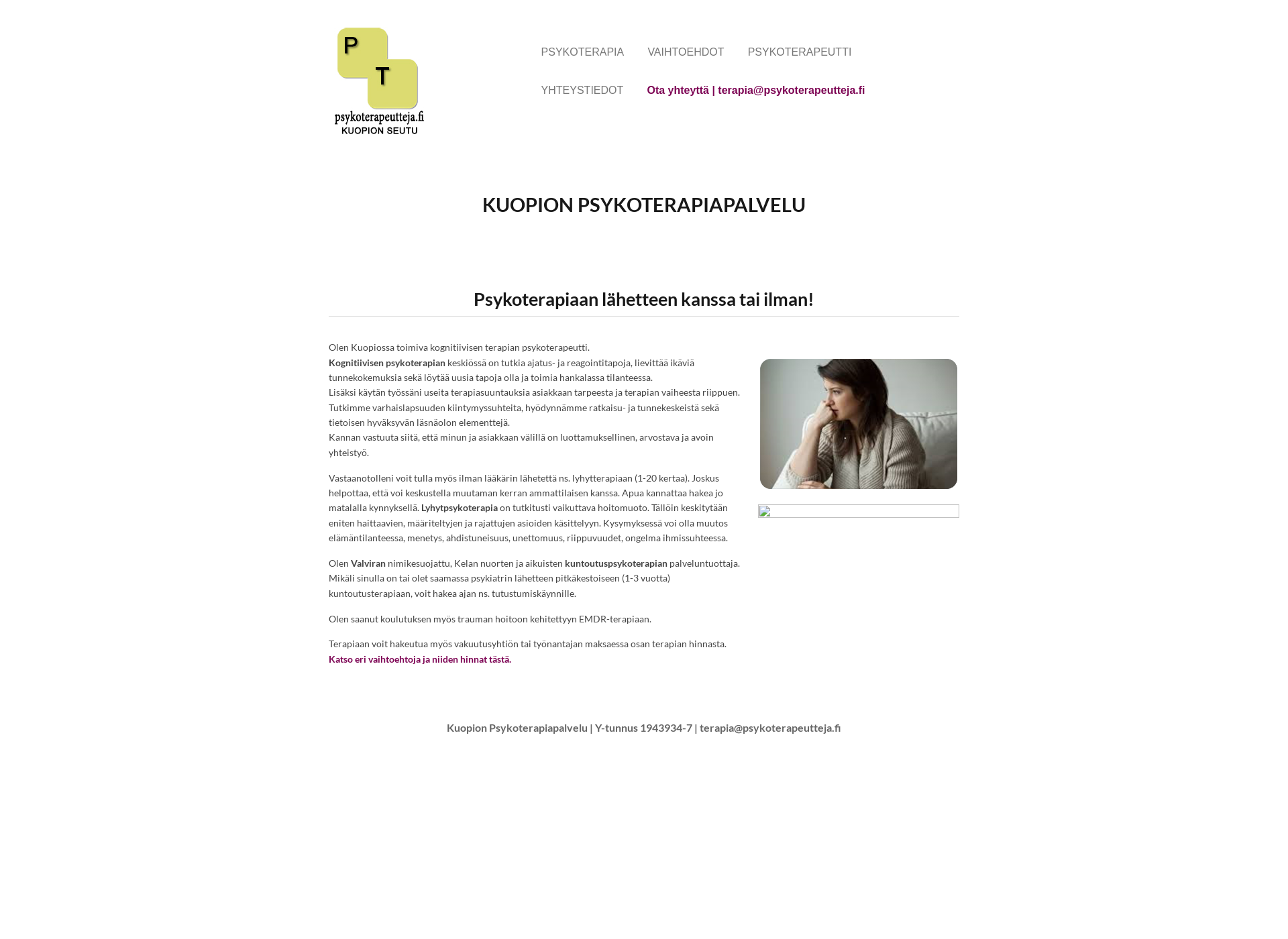 Skärmdump för psykoterapeutteja.fi