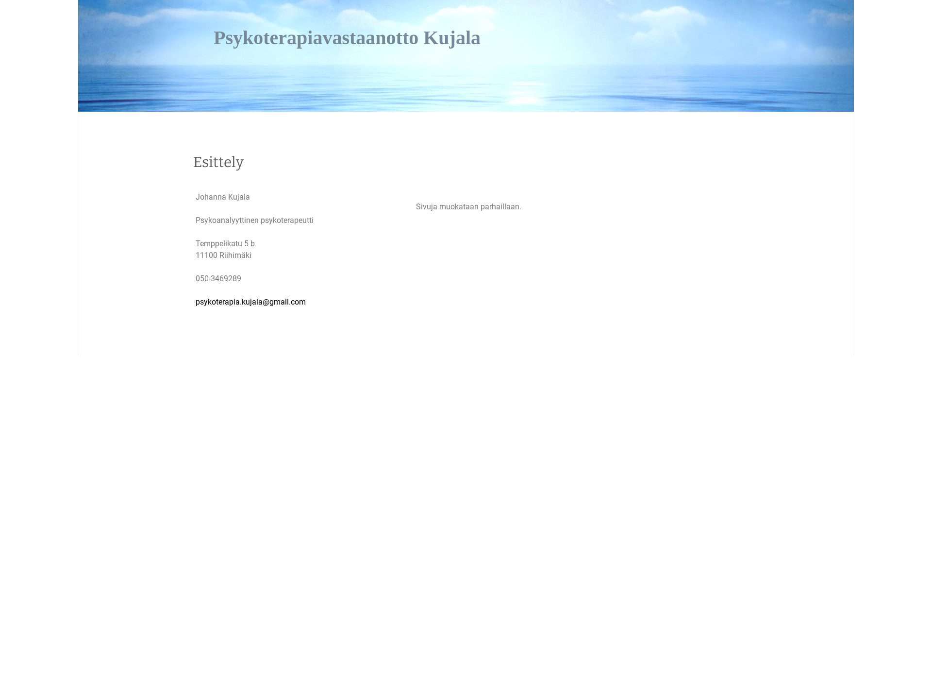 Skärmdump för psykoterapiakujala.fi
