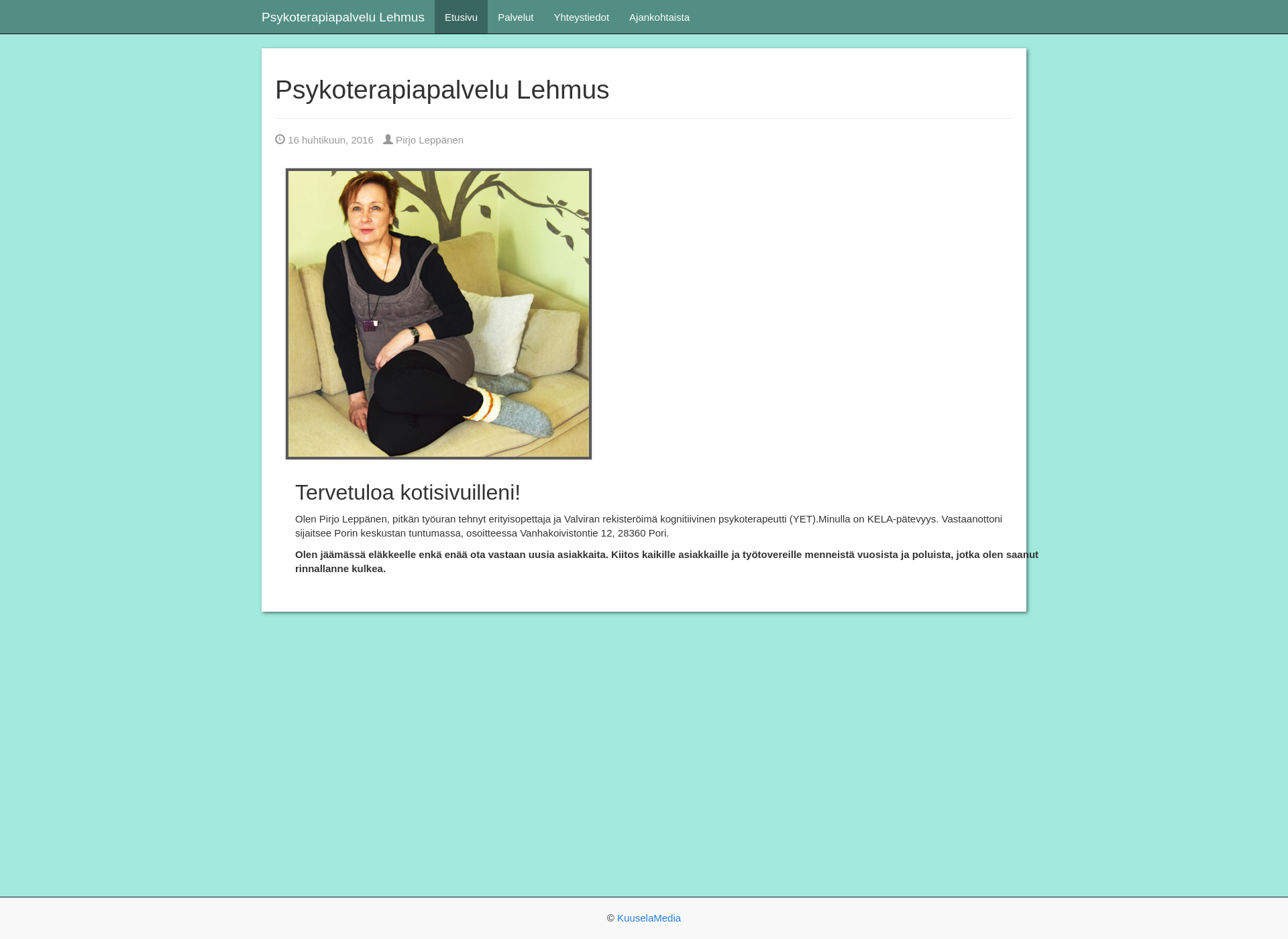 Screenshot for psykoterapialehmus.fi