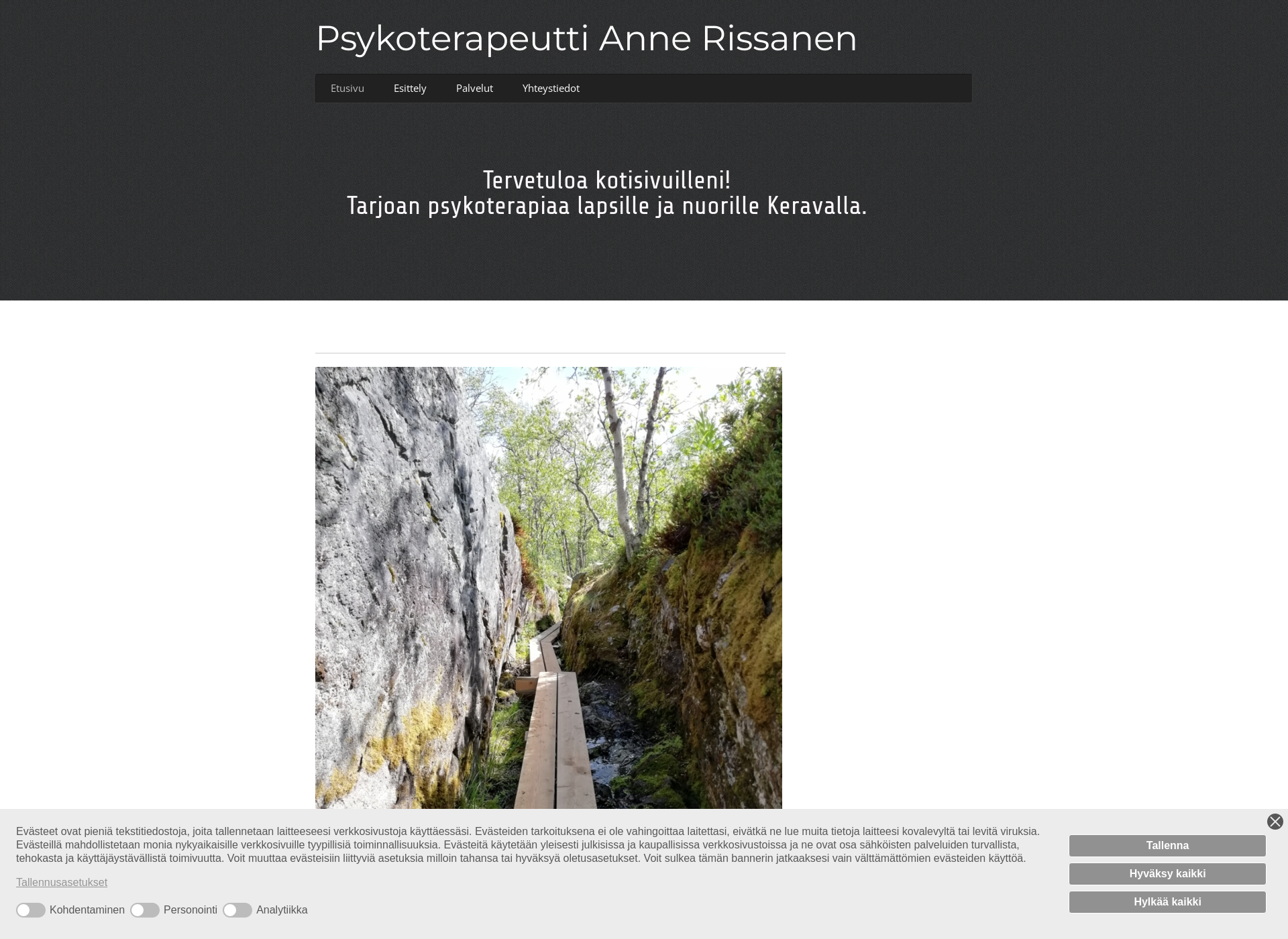 Skärmdump för psykoterapianne.fi