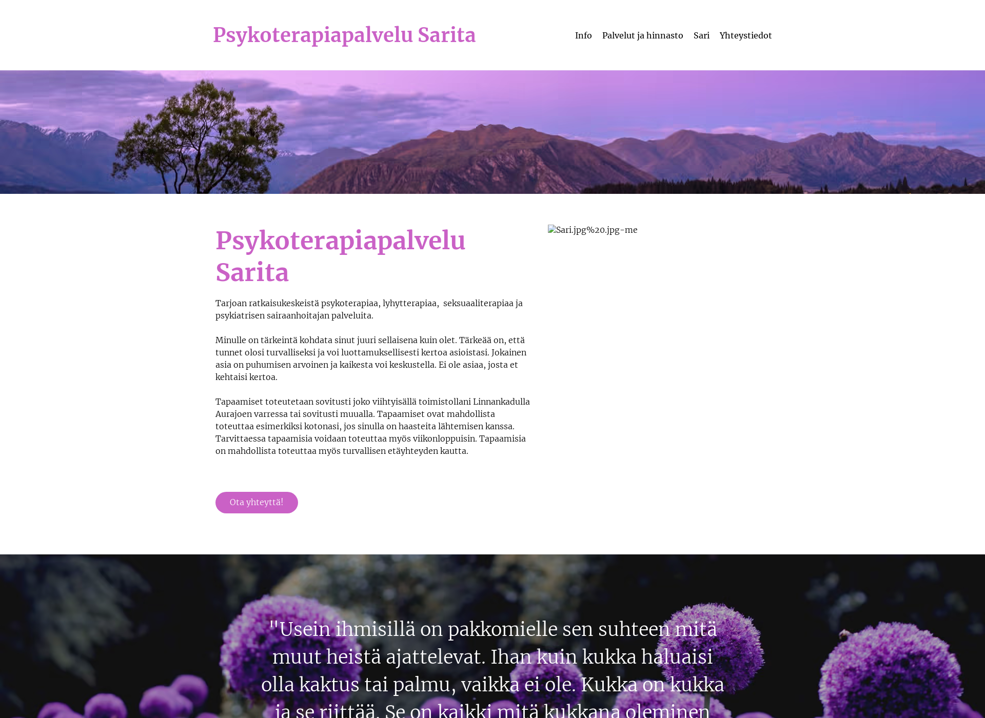 Screenshot for psykoterapiasarita.fi