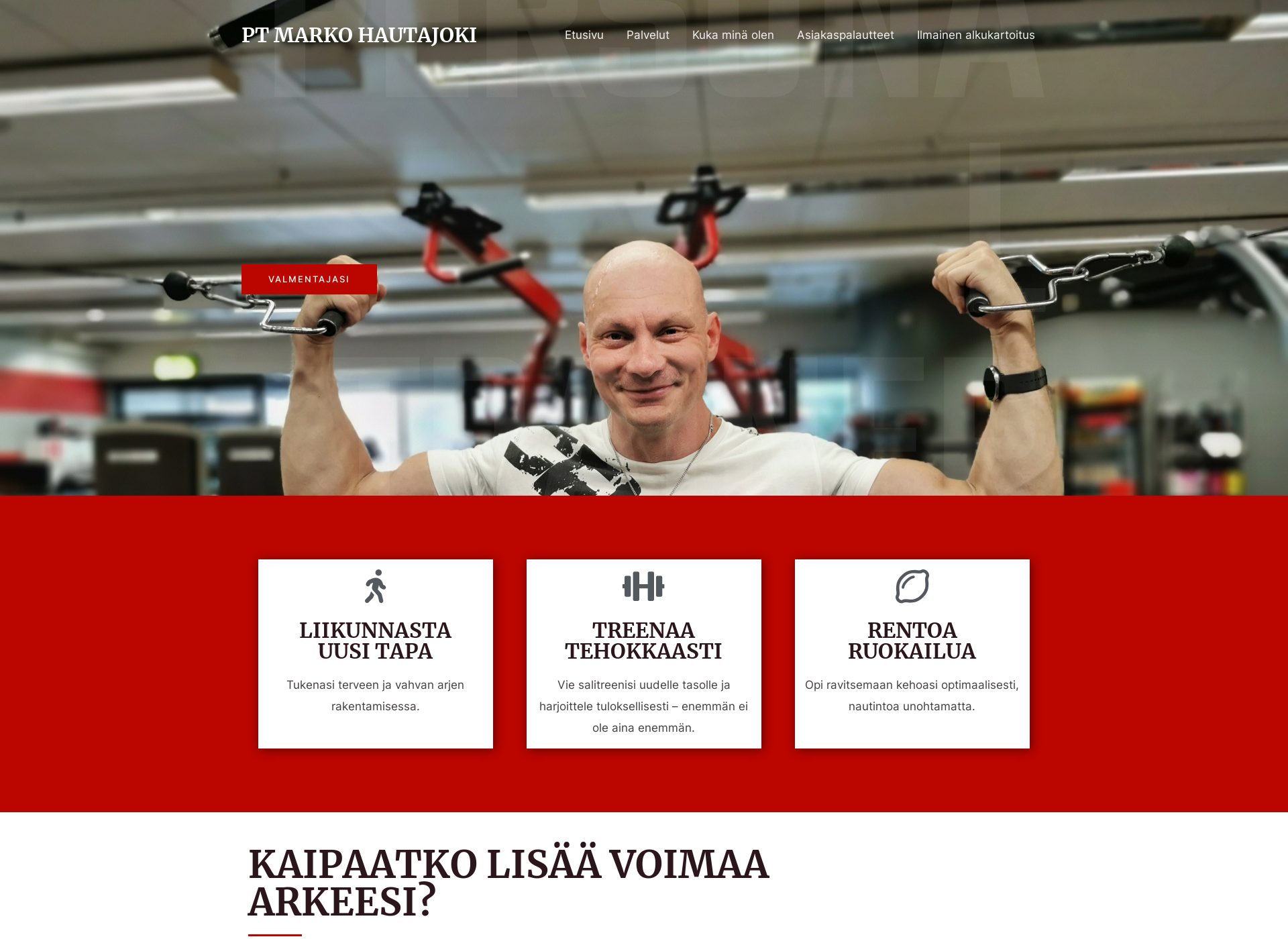 Skärmdump för ptmarkohautajoki.fi