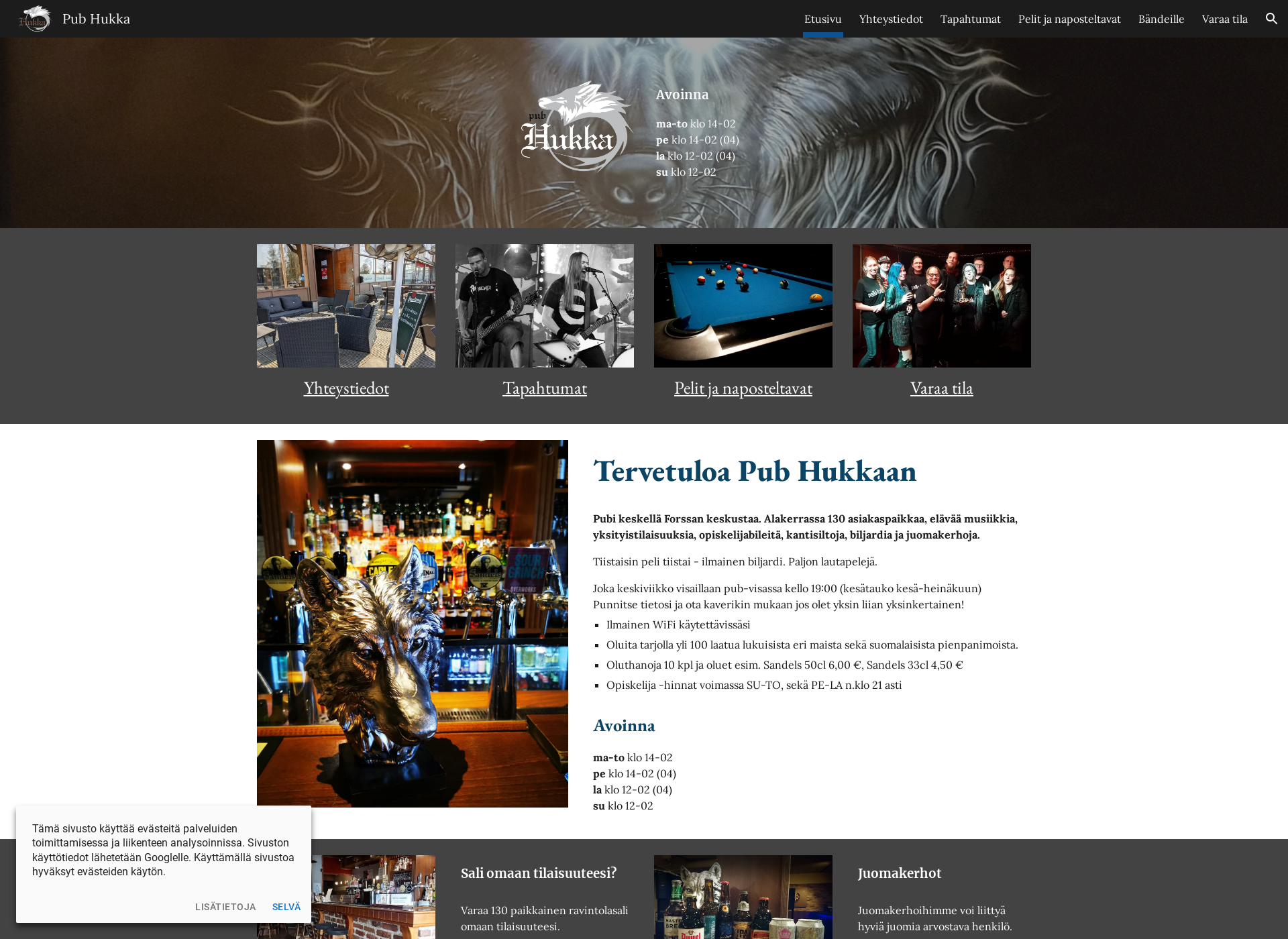 Screenshot for pubhukka.fi