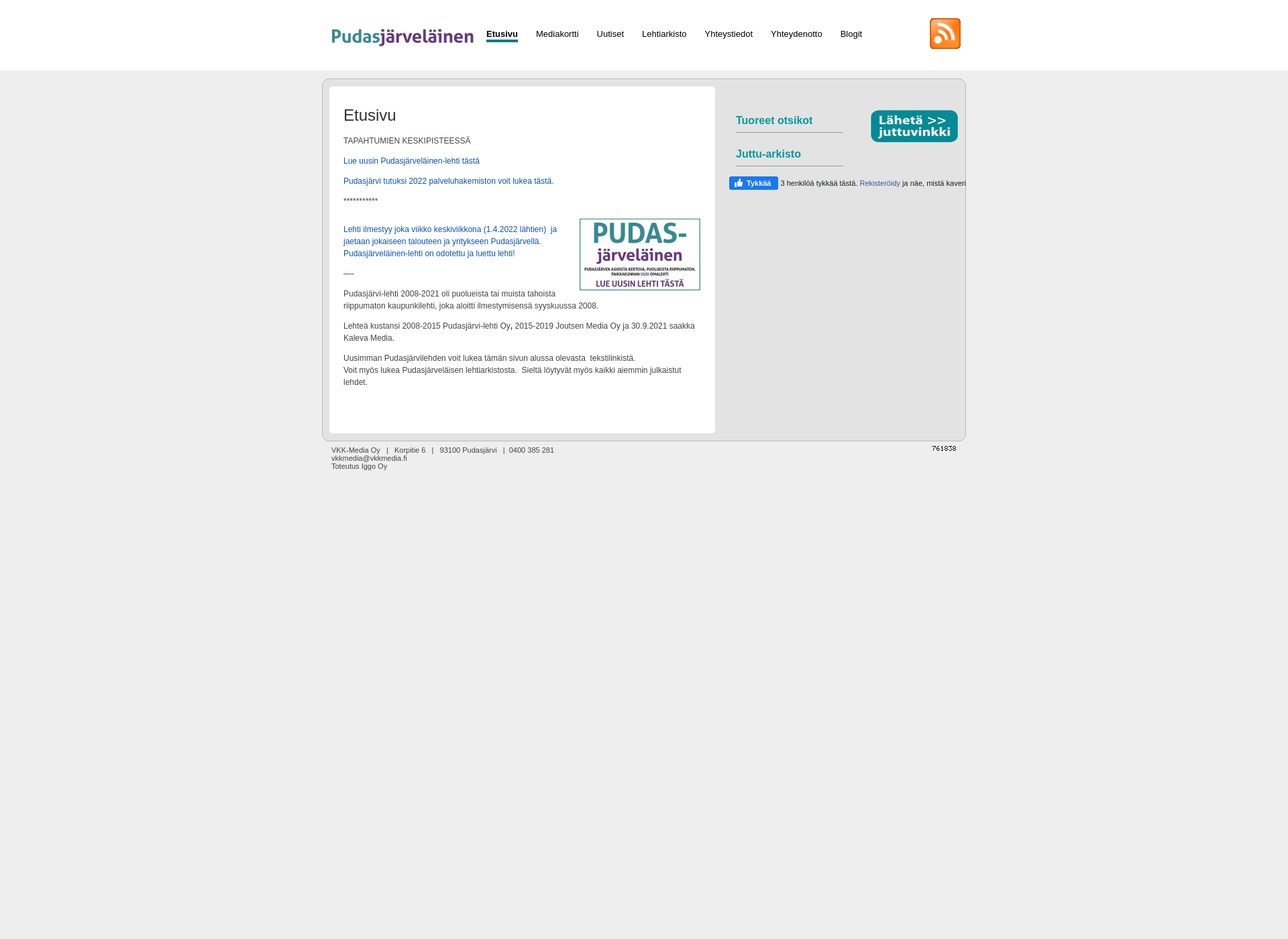 Screenshot for pudasjarvi-lehti.fi
