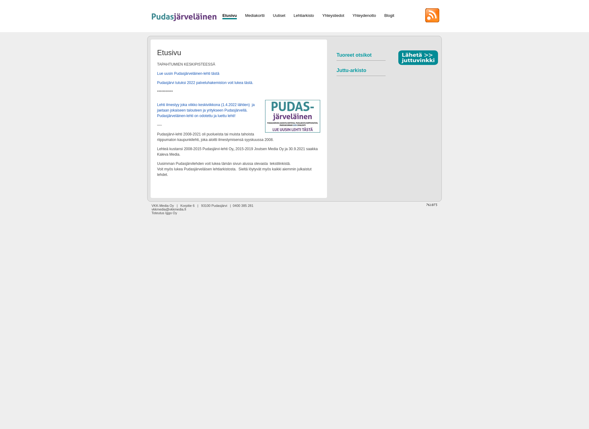 Screenshot for pudasjarvilehti.fi