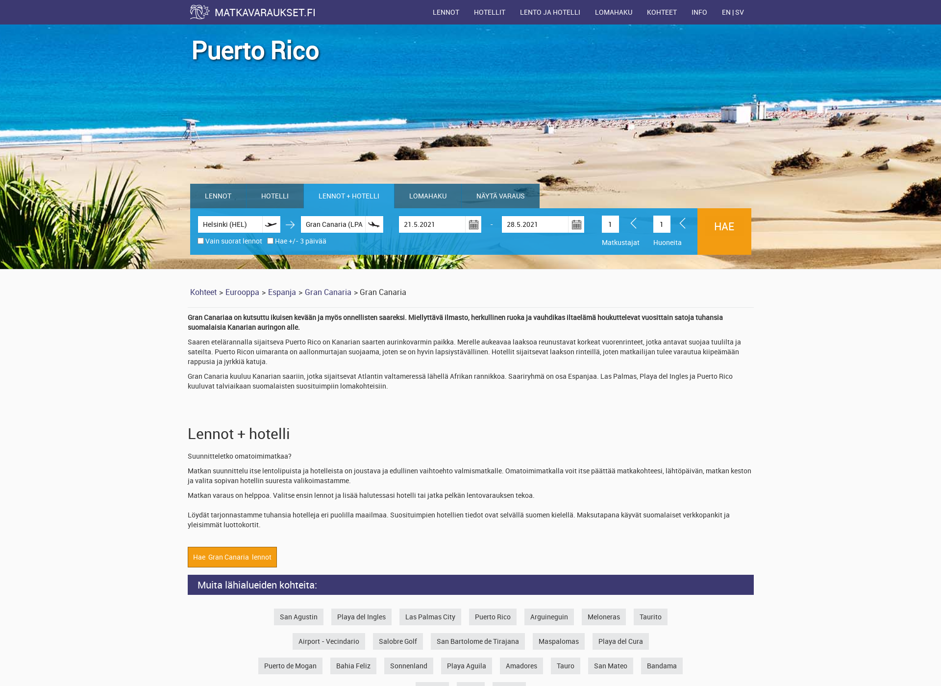 Skärmdump för puertorico.fi