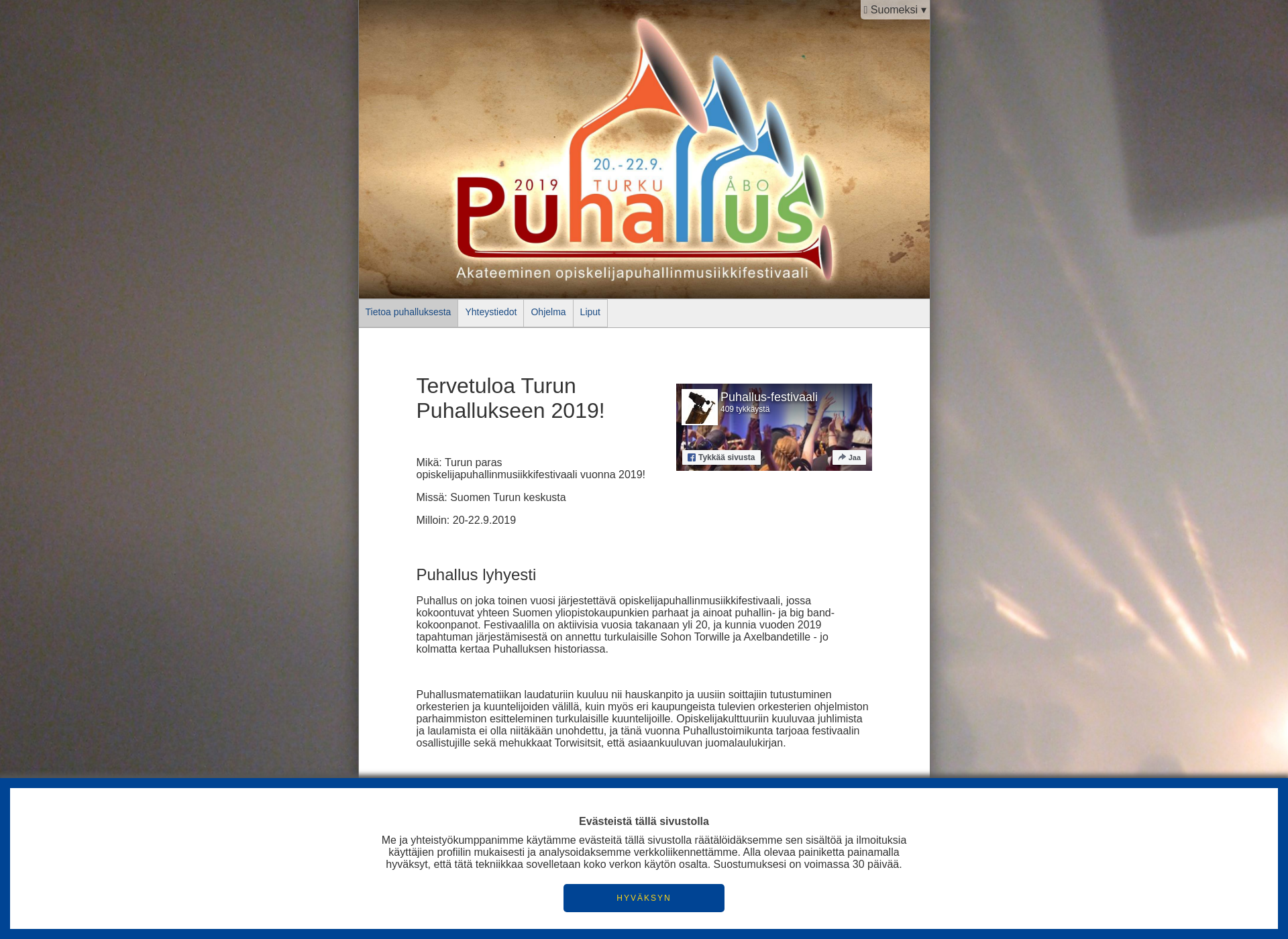 Screenshot for puhallus2019.fi