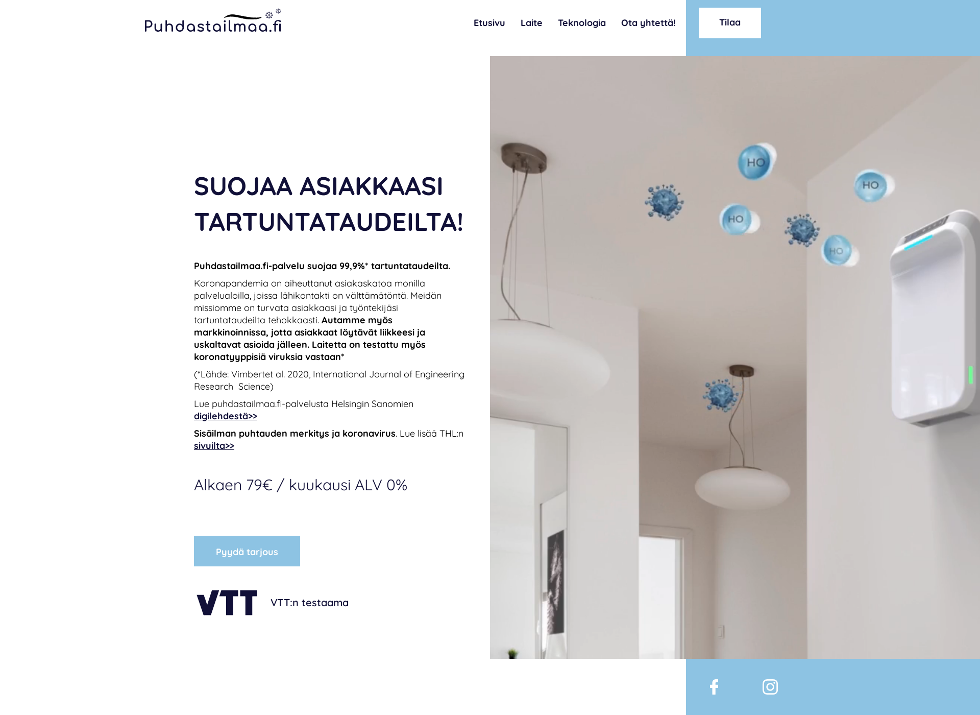 Skärmdump för puhdastailmaa.fi