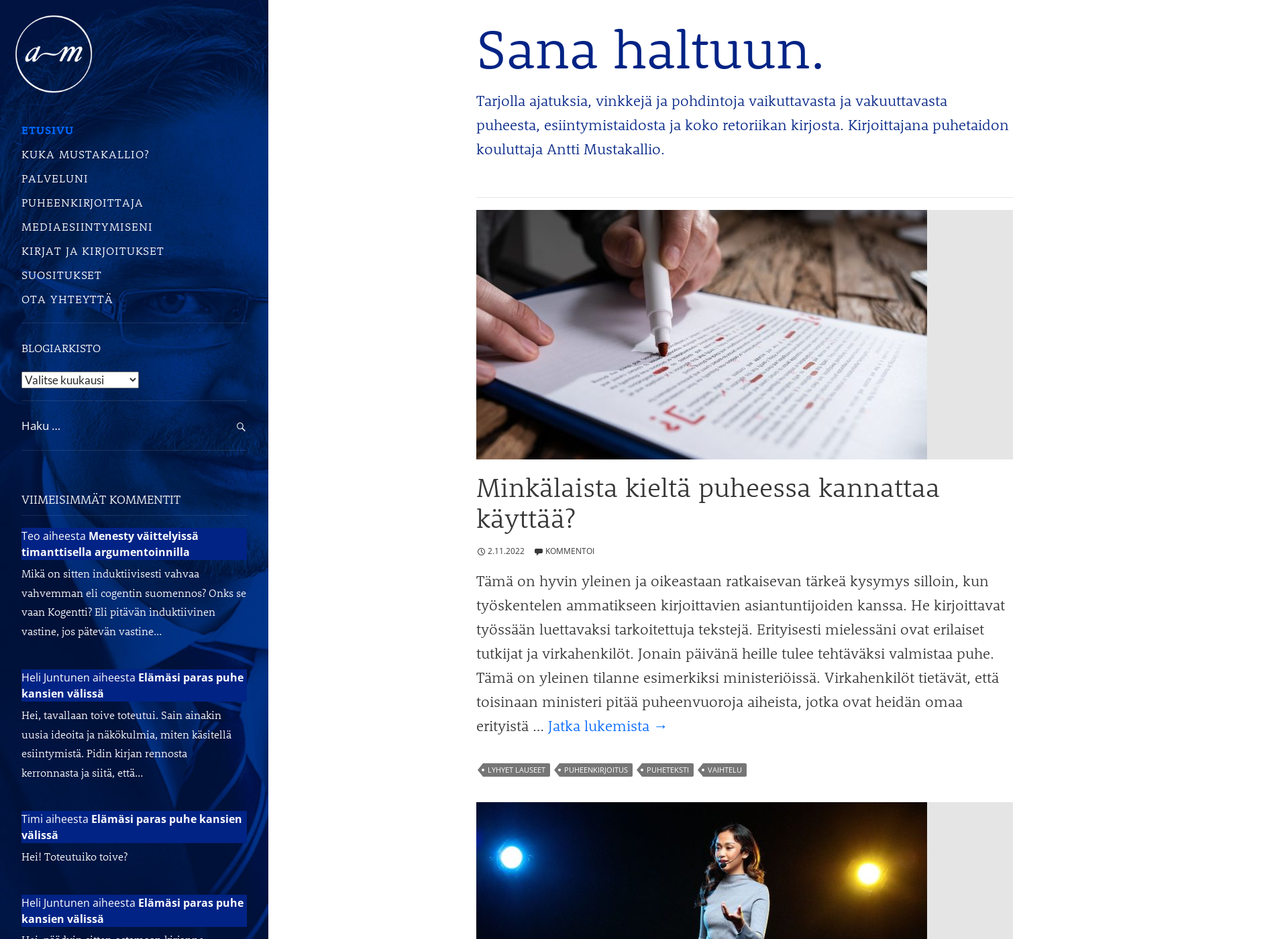 Skärmdump för puhekoulutukset.fi
