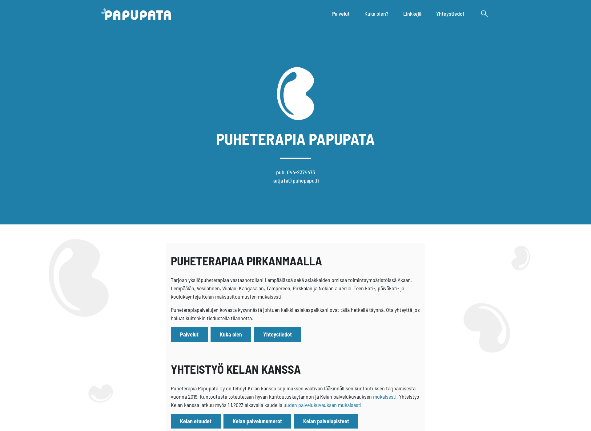 Skärmdump för puhepapu.fi
