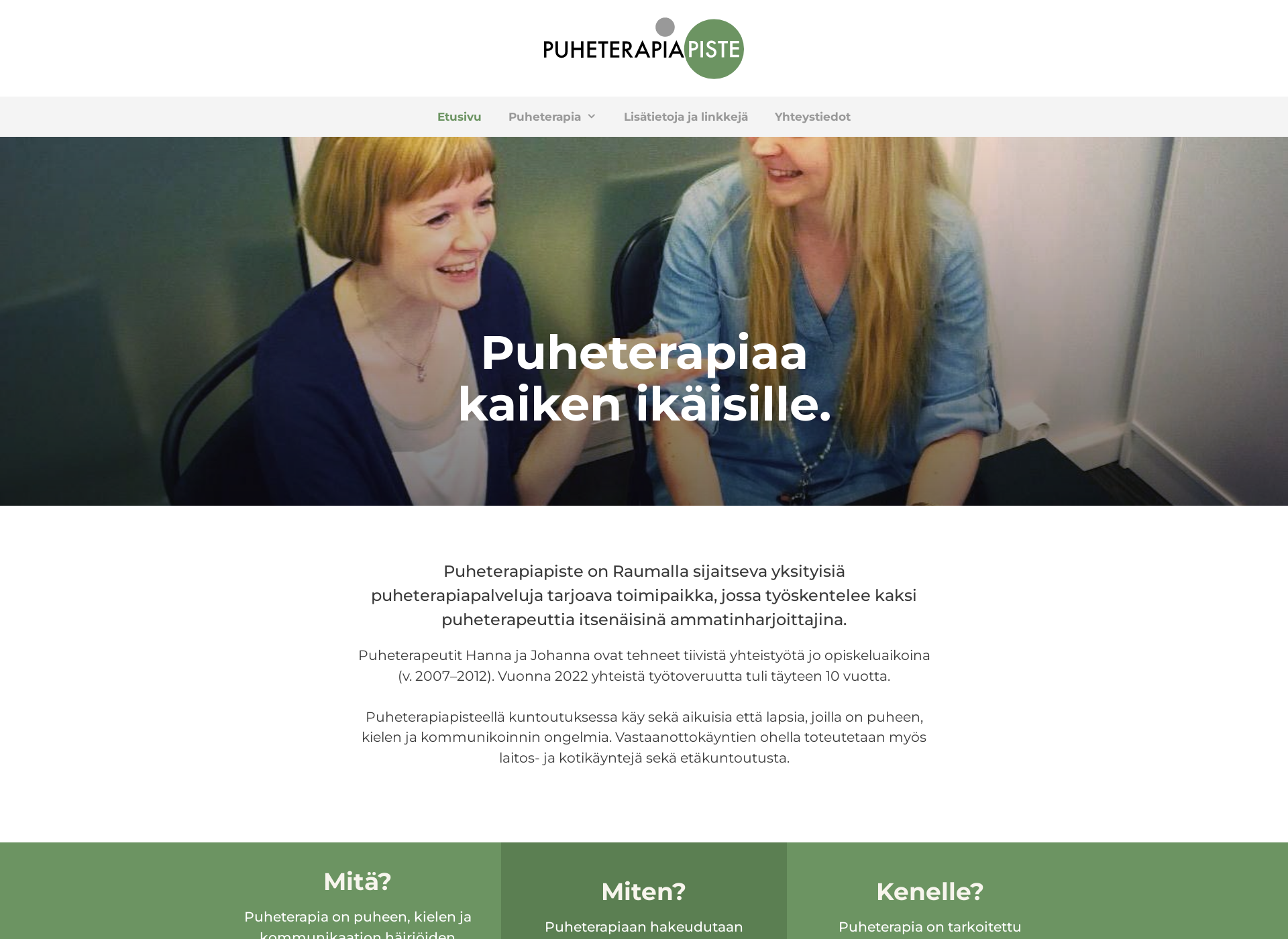 Skärmdump för puheterapiapiste.fi