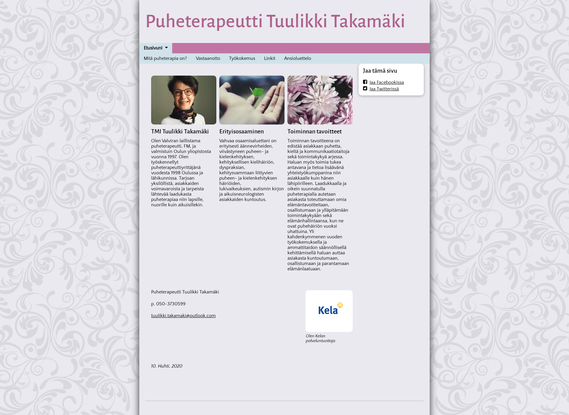 Screenshot for puheterapiatuulikkitakamaki.fi