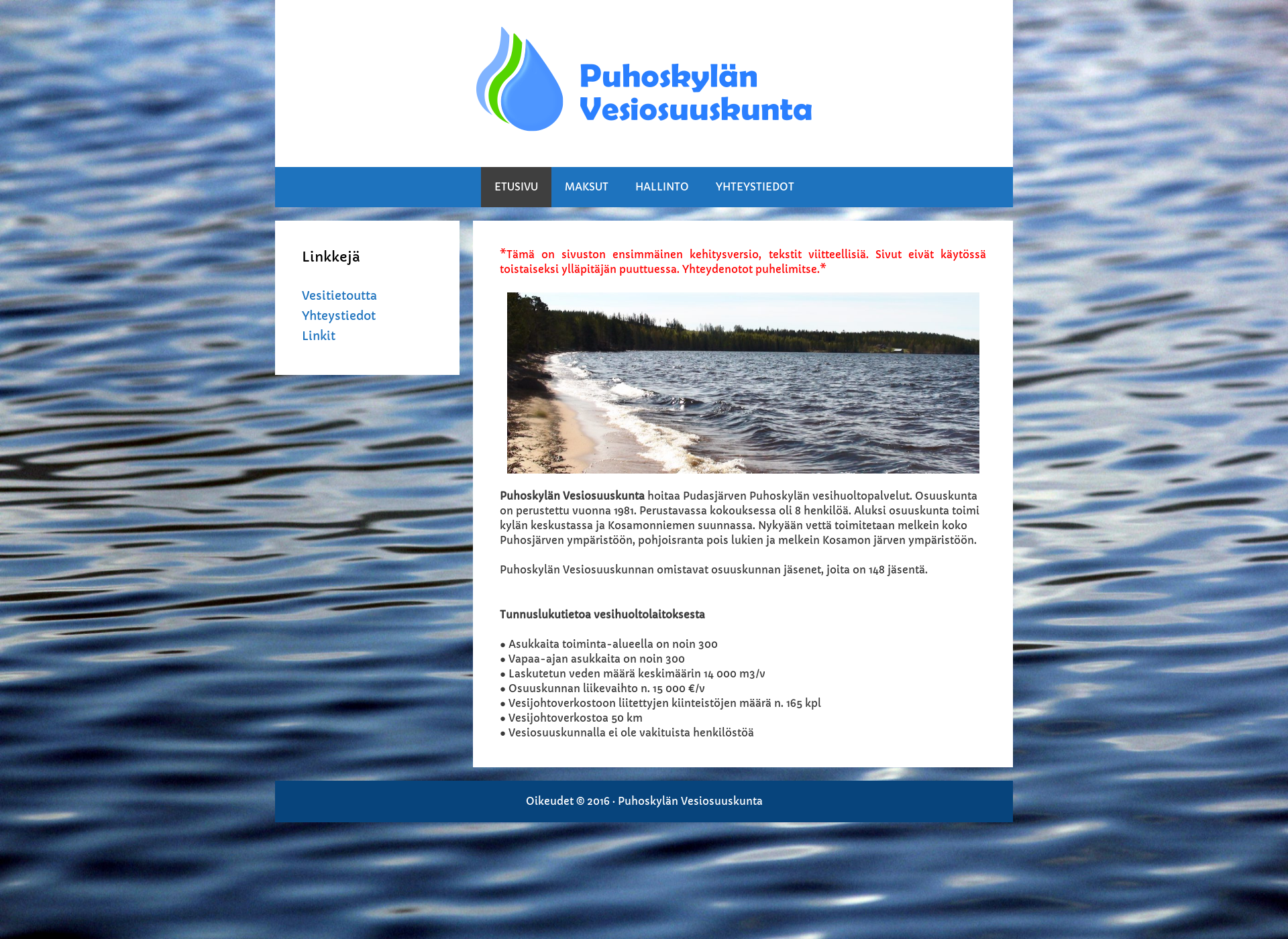 Screenshot for puhoskylanvesiosuuskunta.fi