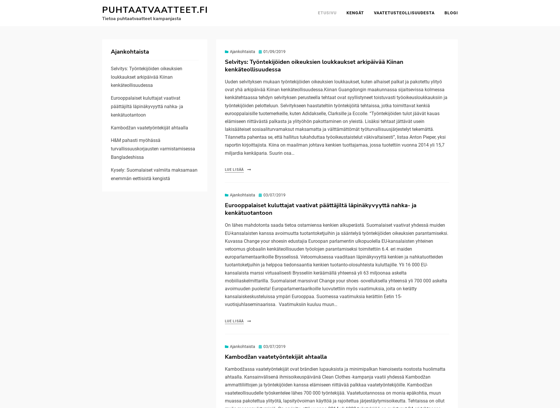 Screenshot for puhtaatvaatteet.fi