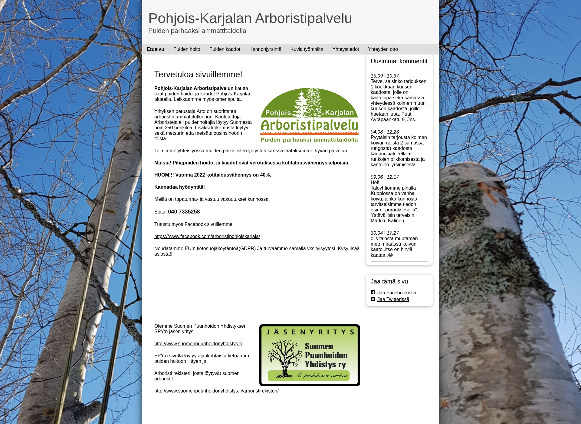 Screenshot for puidenparhaaksi.fi