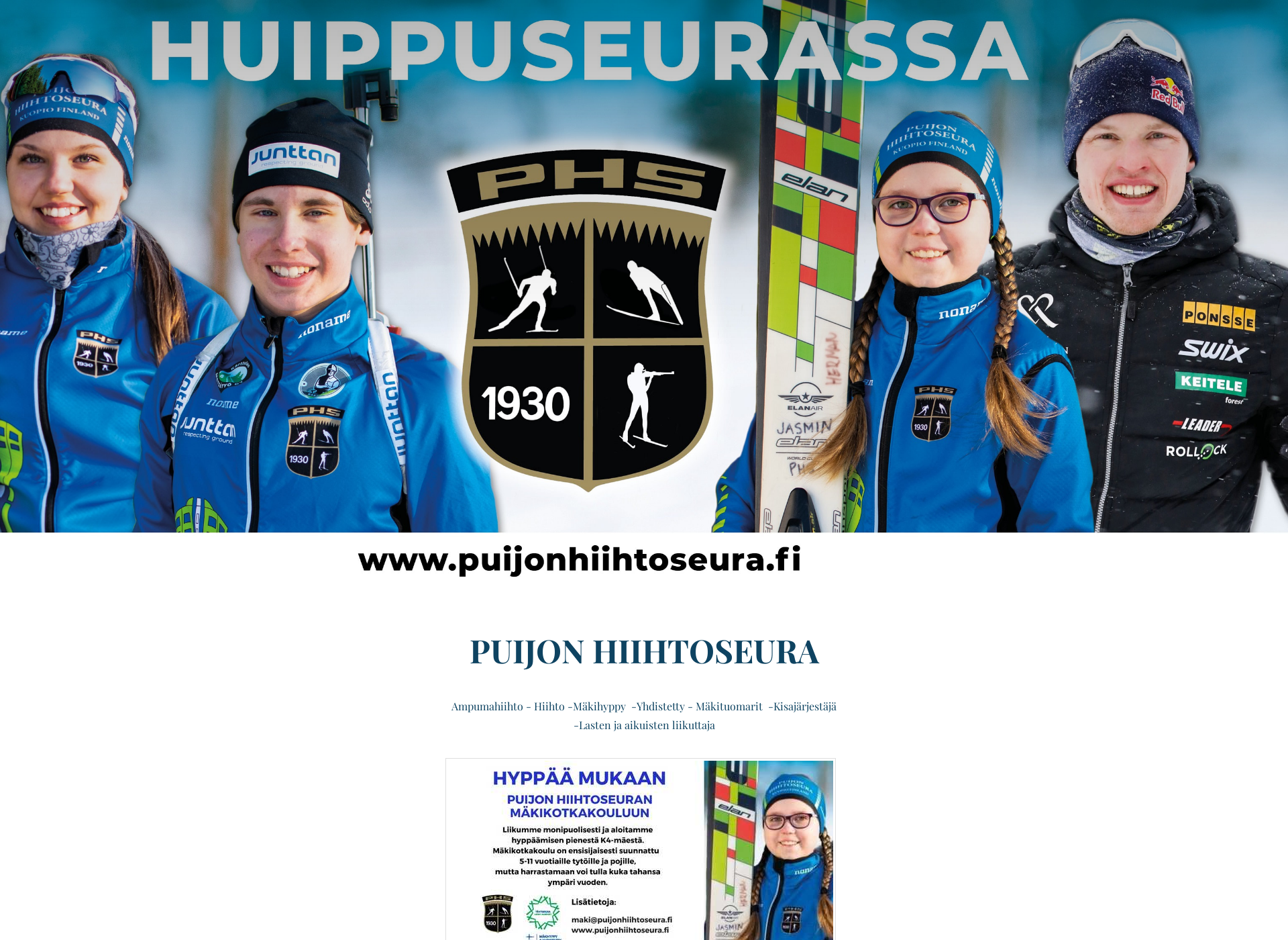 Skärmdump för puijonhiihtoseura.fi