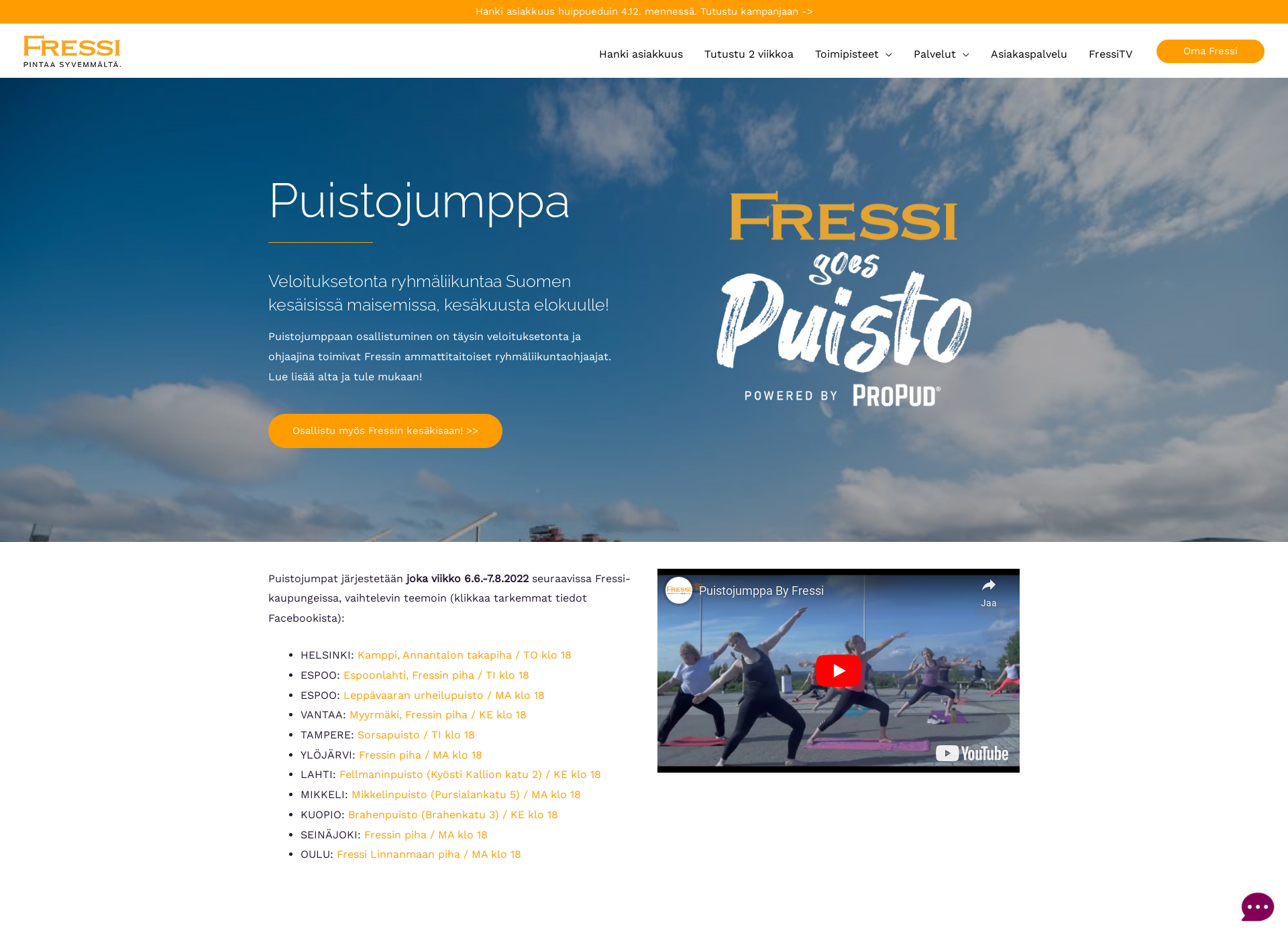Screenshot for puistojumppa.fi