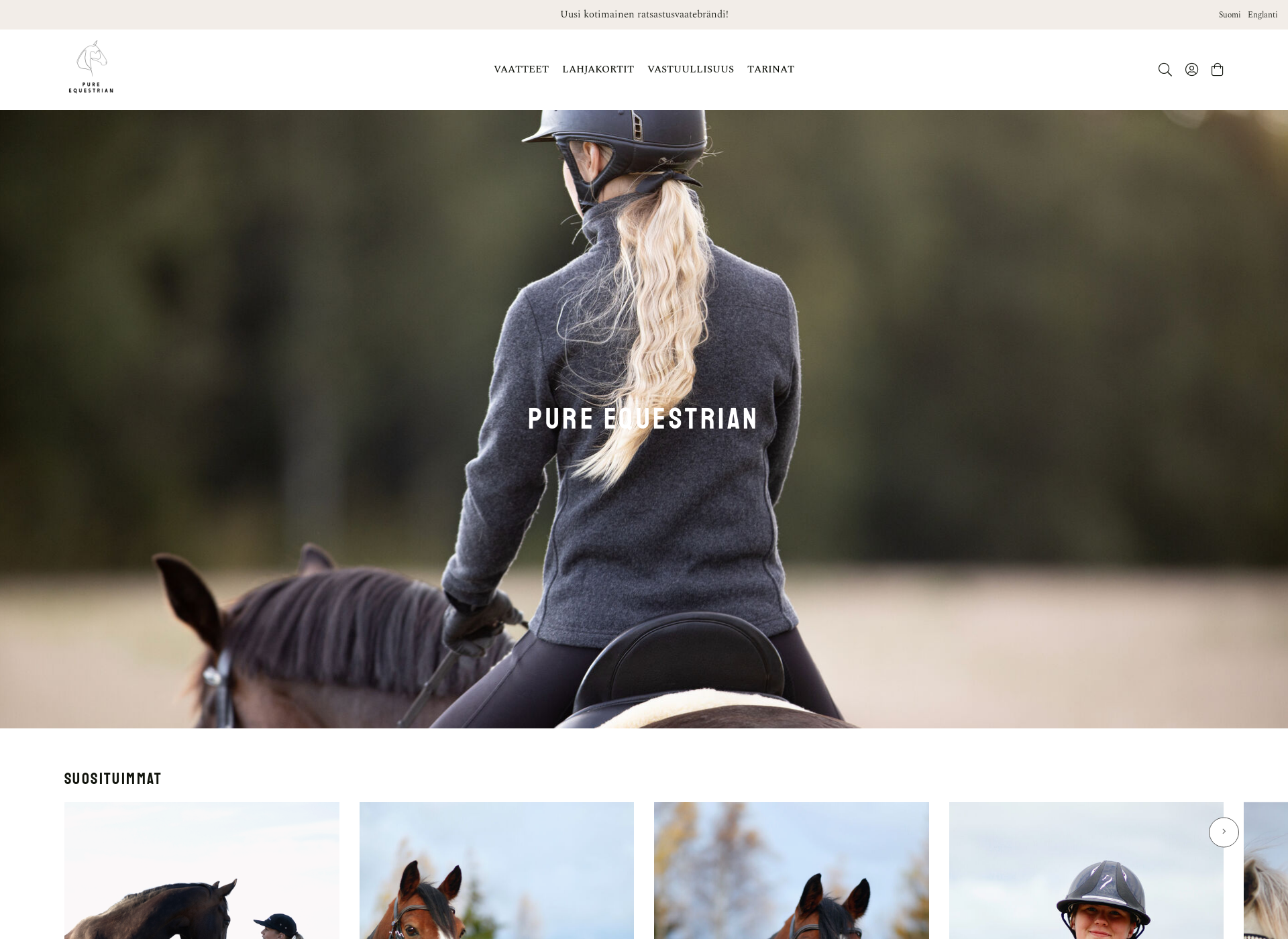 Skärmdump för pure-equestrian.fi