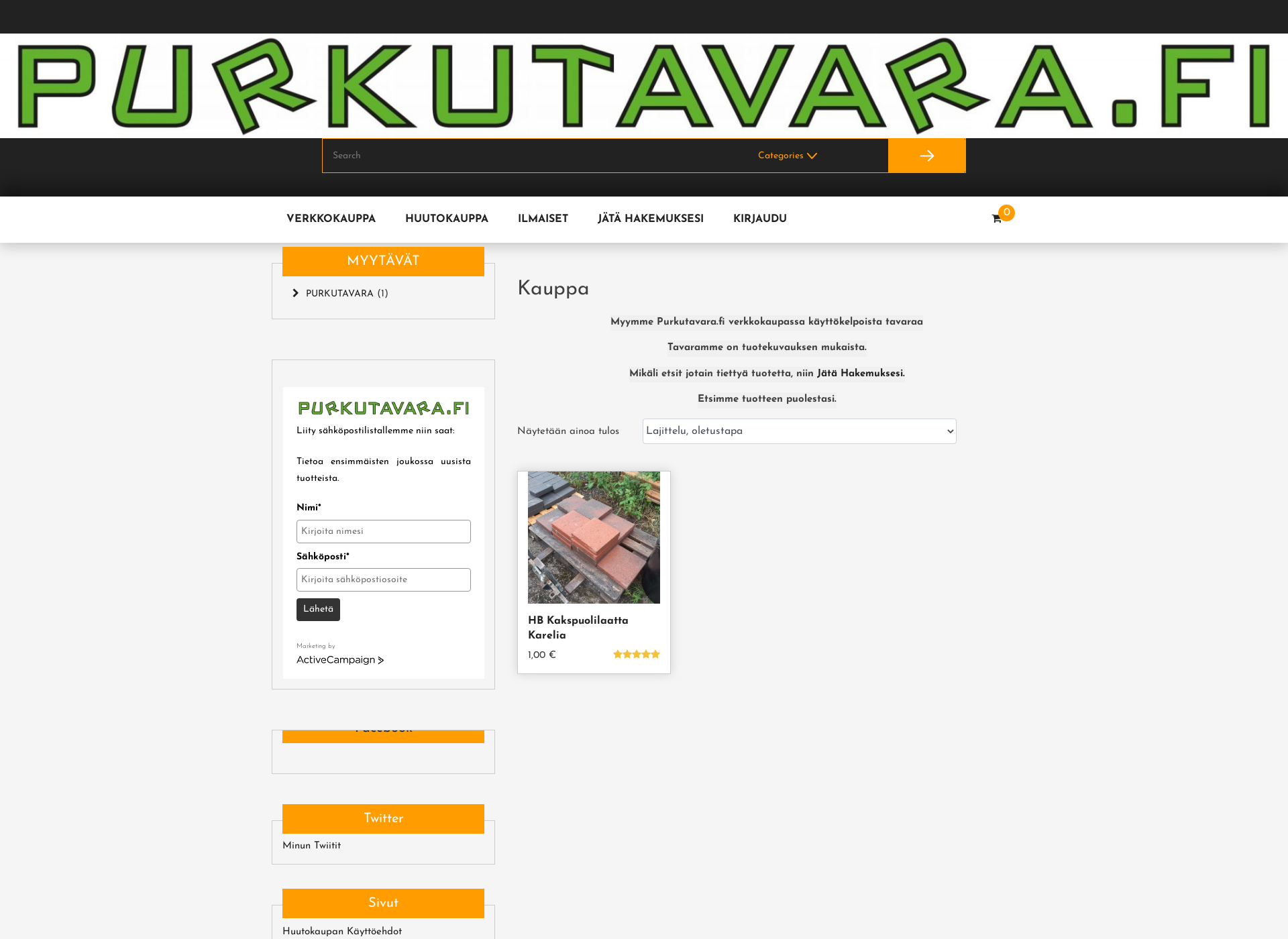 Skärmdump för purkutavara.fi