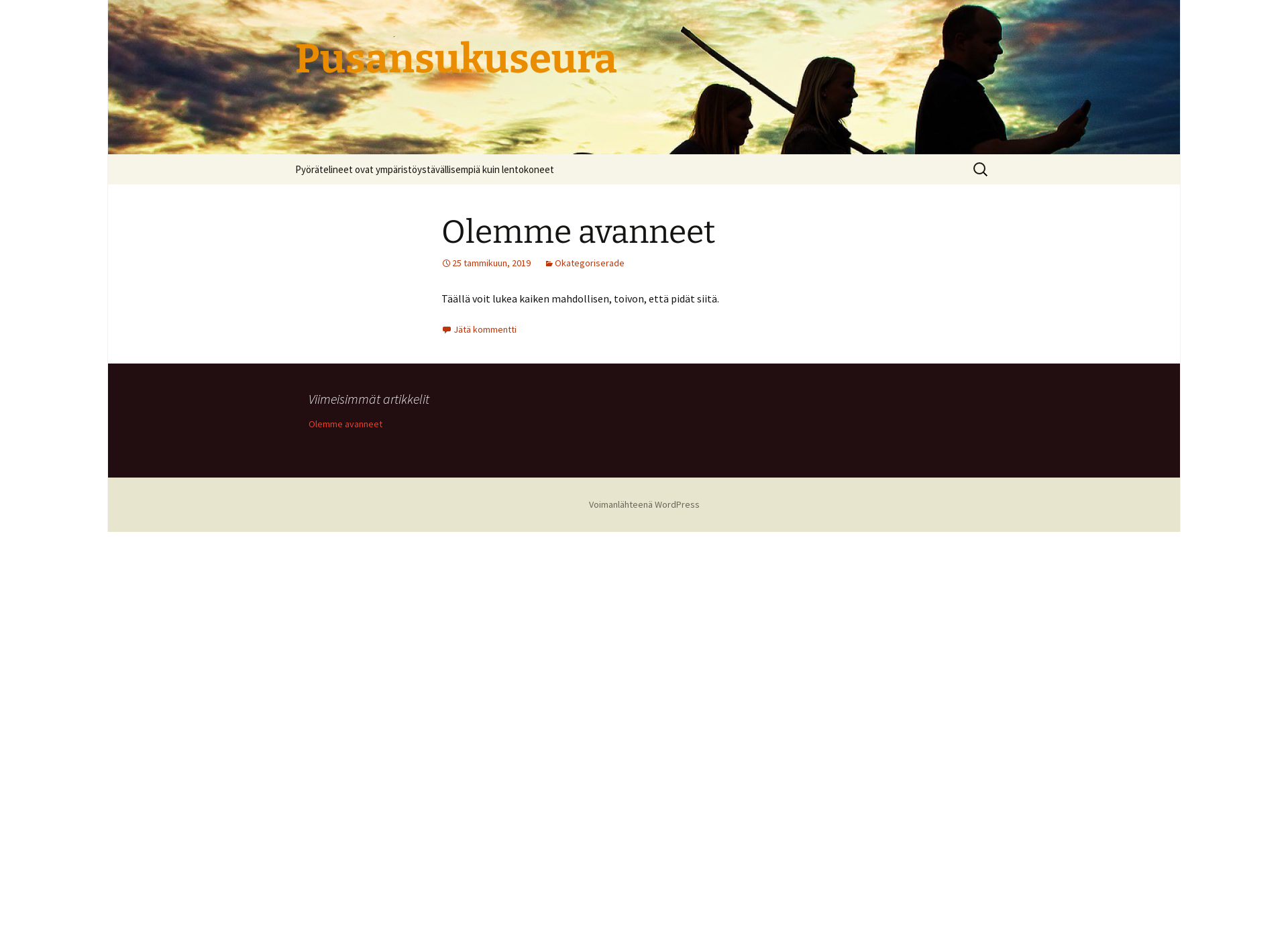 Skärmdump för pusansukuseura.fi