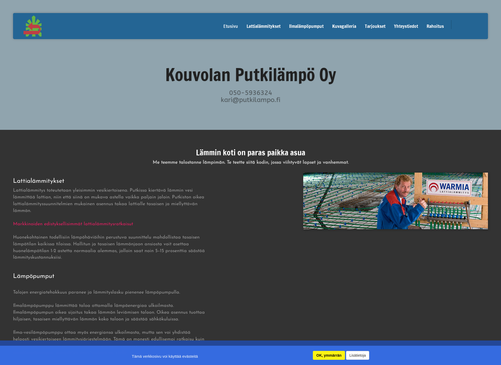 Skärmdump för putkilampo.fi