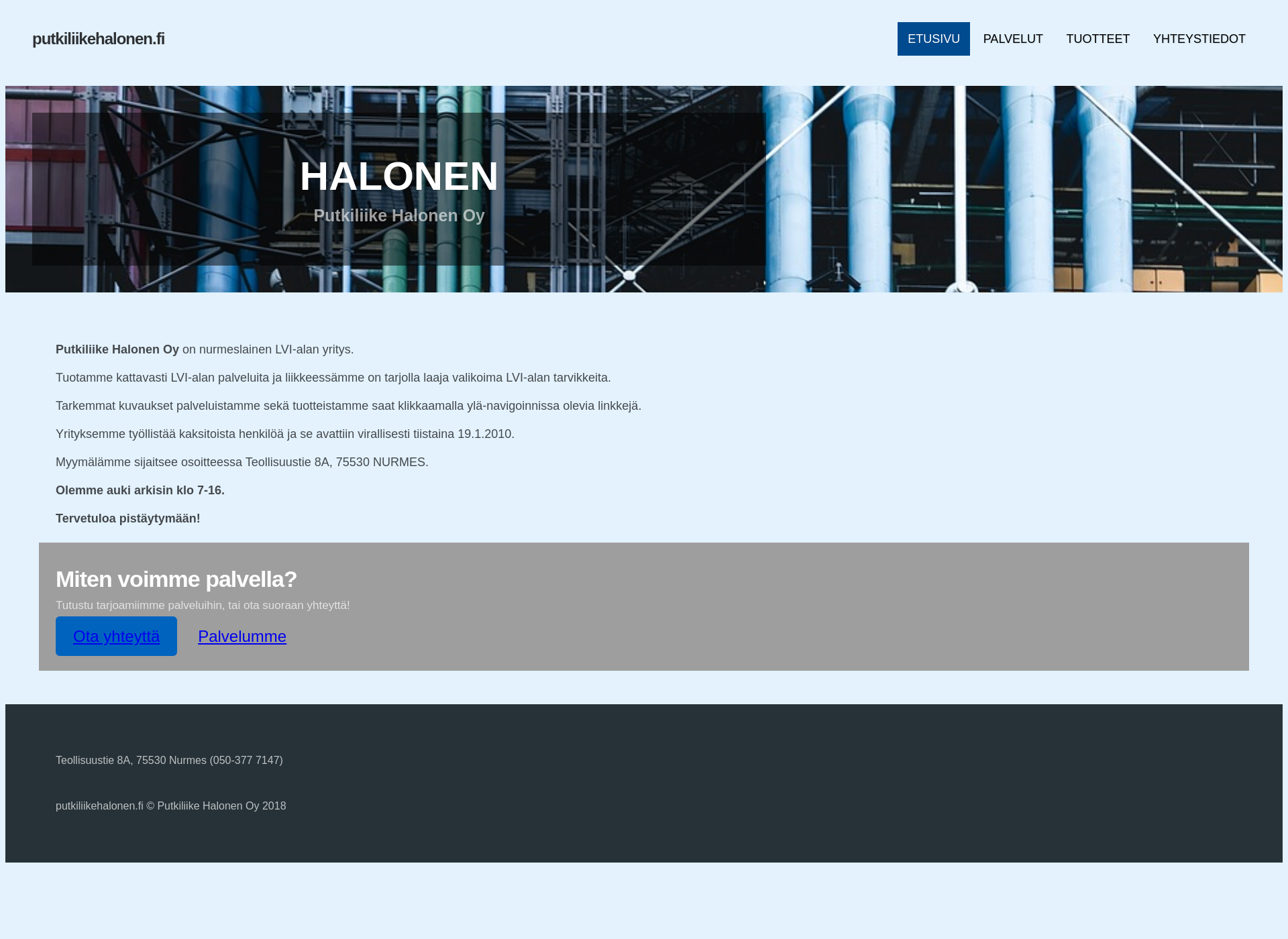 Screenshot for putkiliikehalonen.fi
