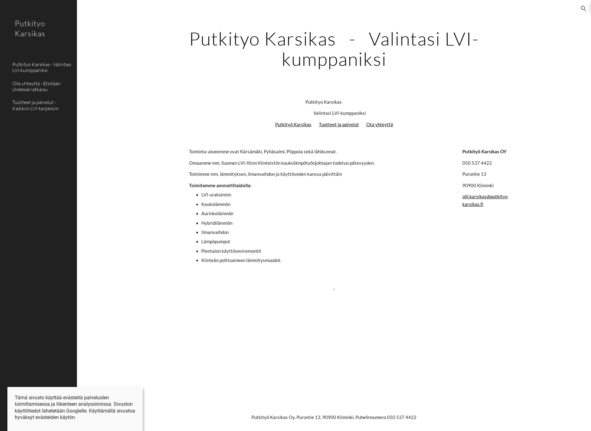 Skärmdump för putkityokarsikas.fi