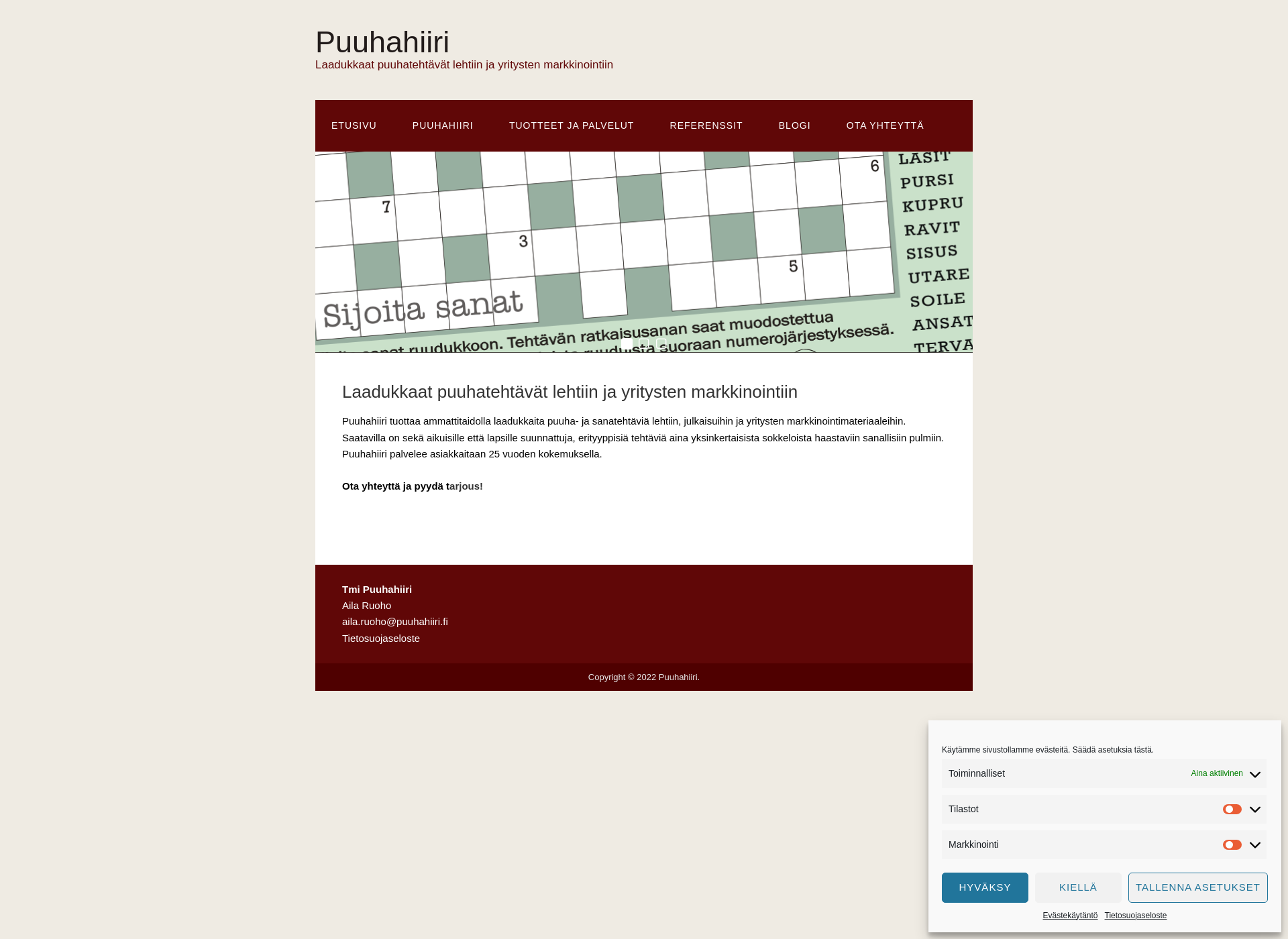 Skärmdump för puuhahiiri.fi