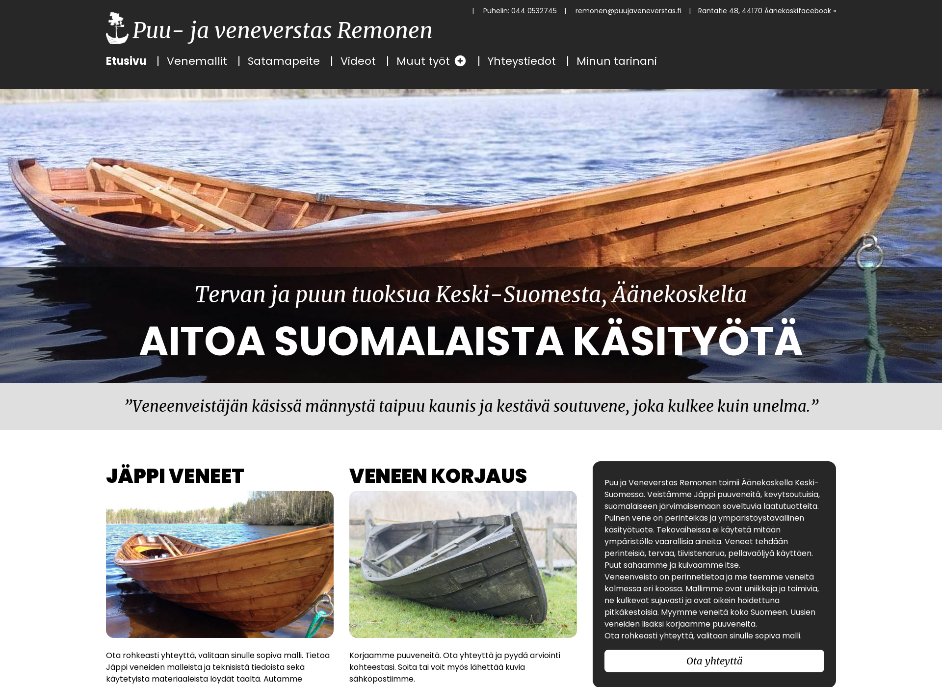 Näyttökuva puujaveneverstas.fi
