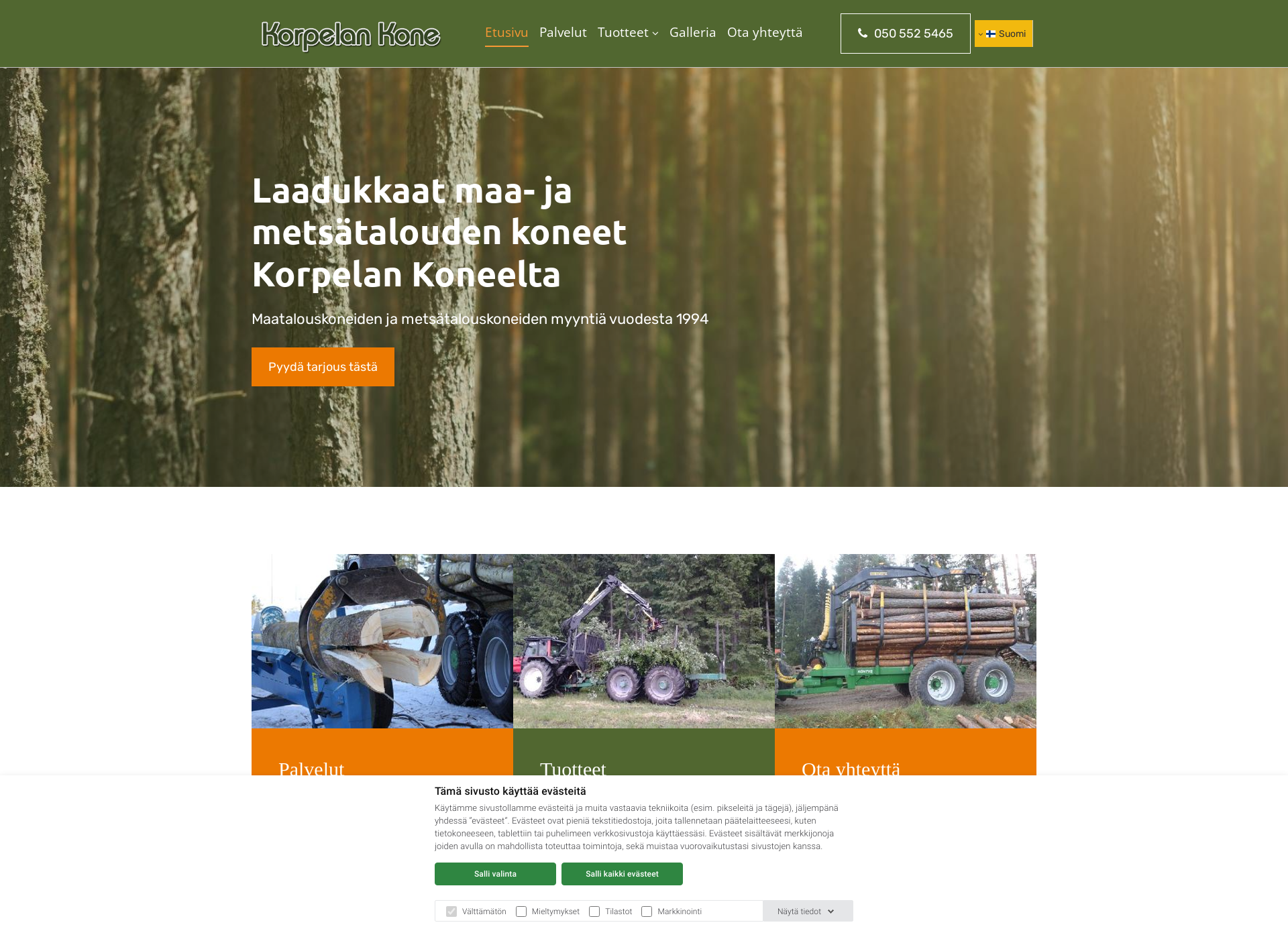 Screenshot for puunhalkaisukone.fi