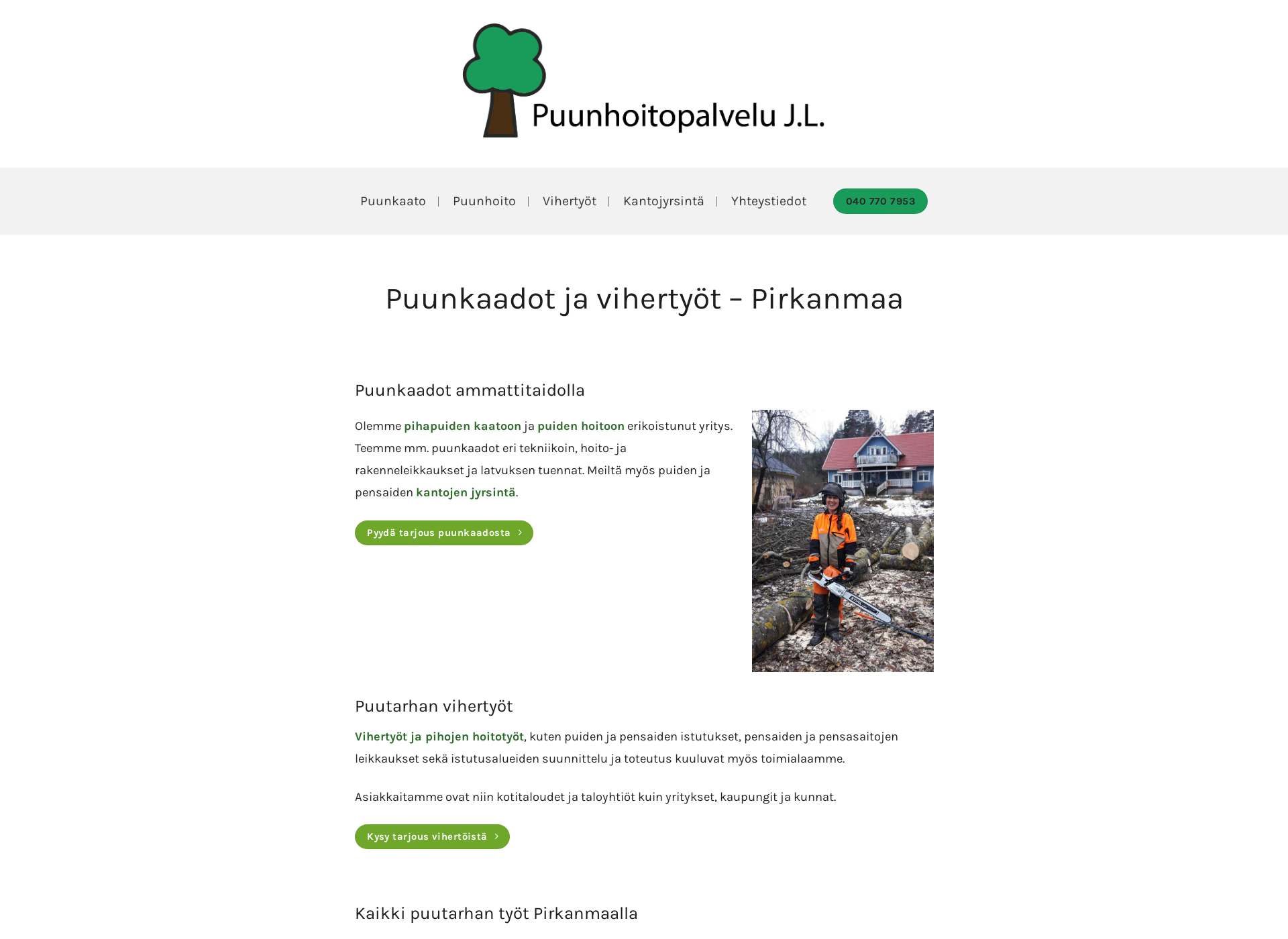 Screenshot for puunhoitopalvelujl.fi