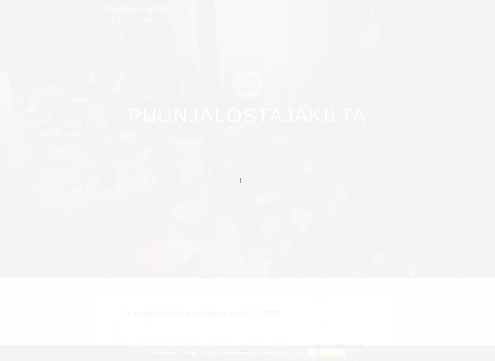Skärmdump för puunjalostajakilta.fi