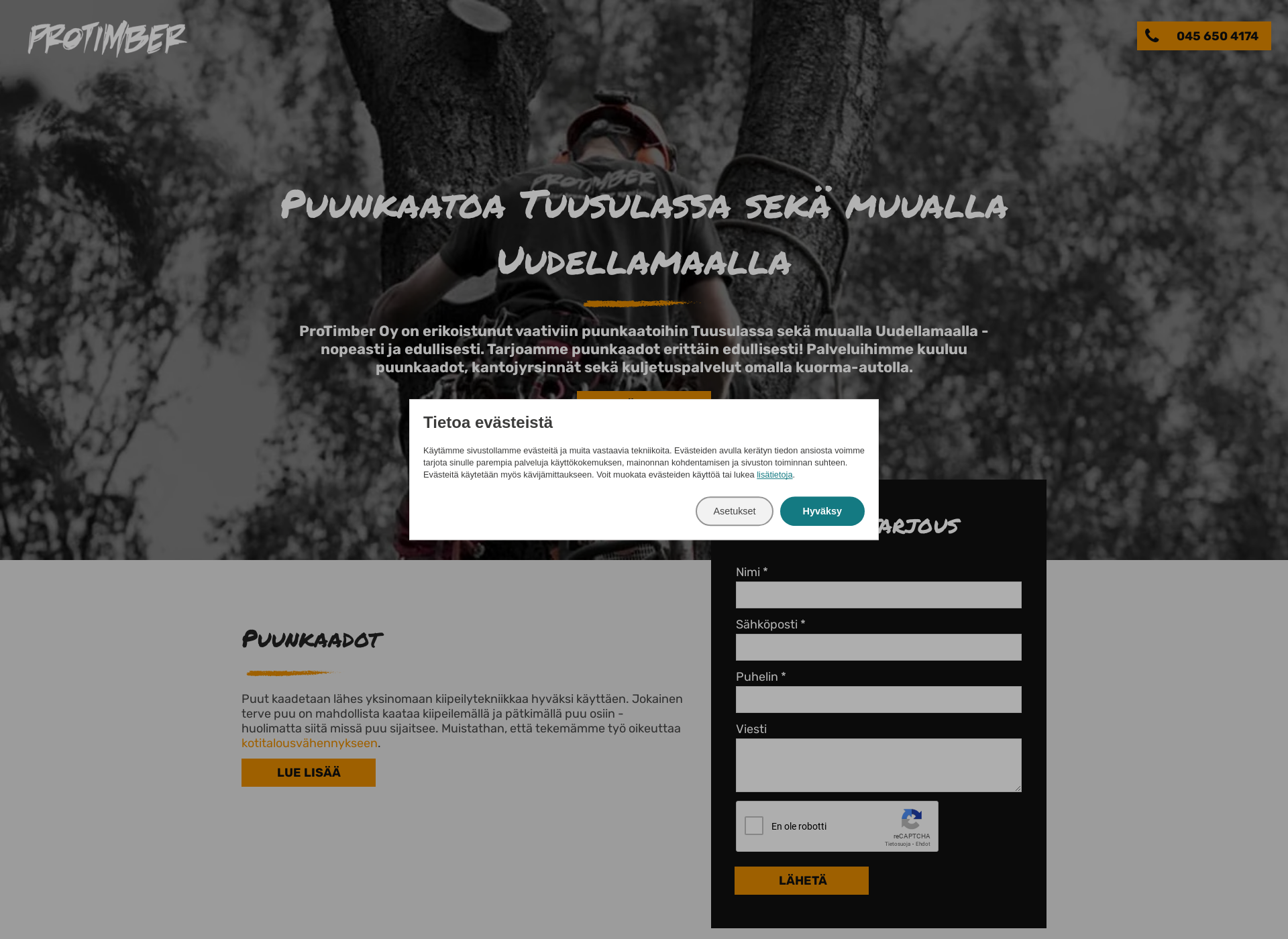 Skärmdump för puunkaatoatuusula.fi