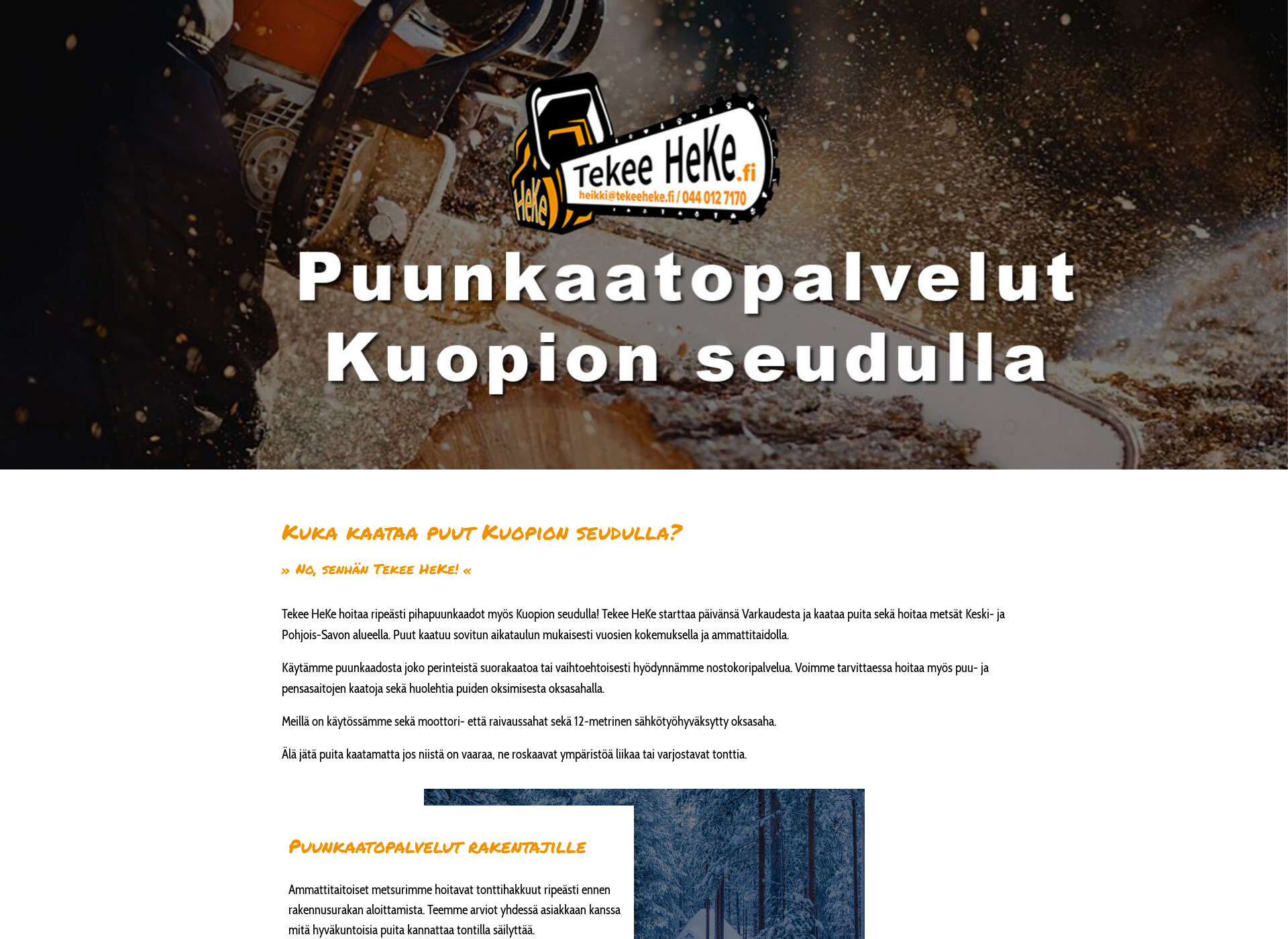 Skärmdump för puunkaatokuopio.fi