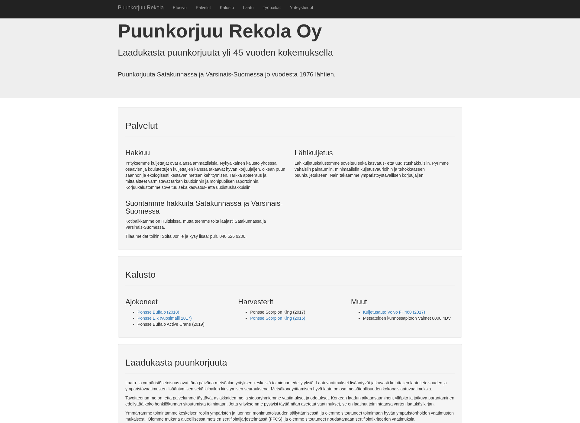 Screenshot for puunkorjuurekola.fi