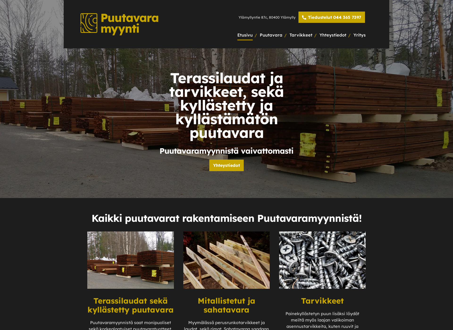 Skärmdump för puutavaramyynti.fi