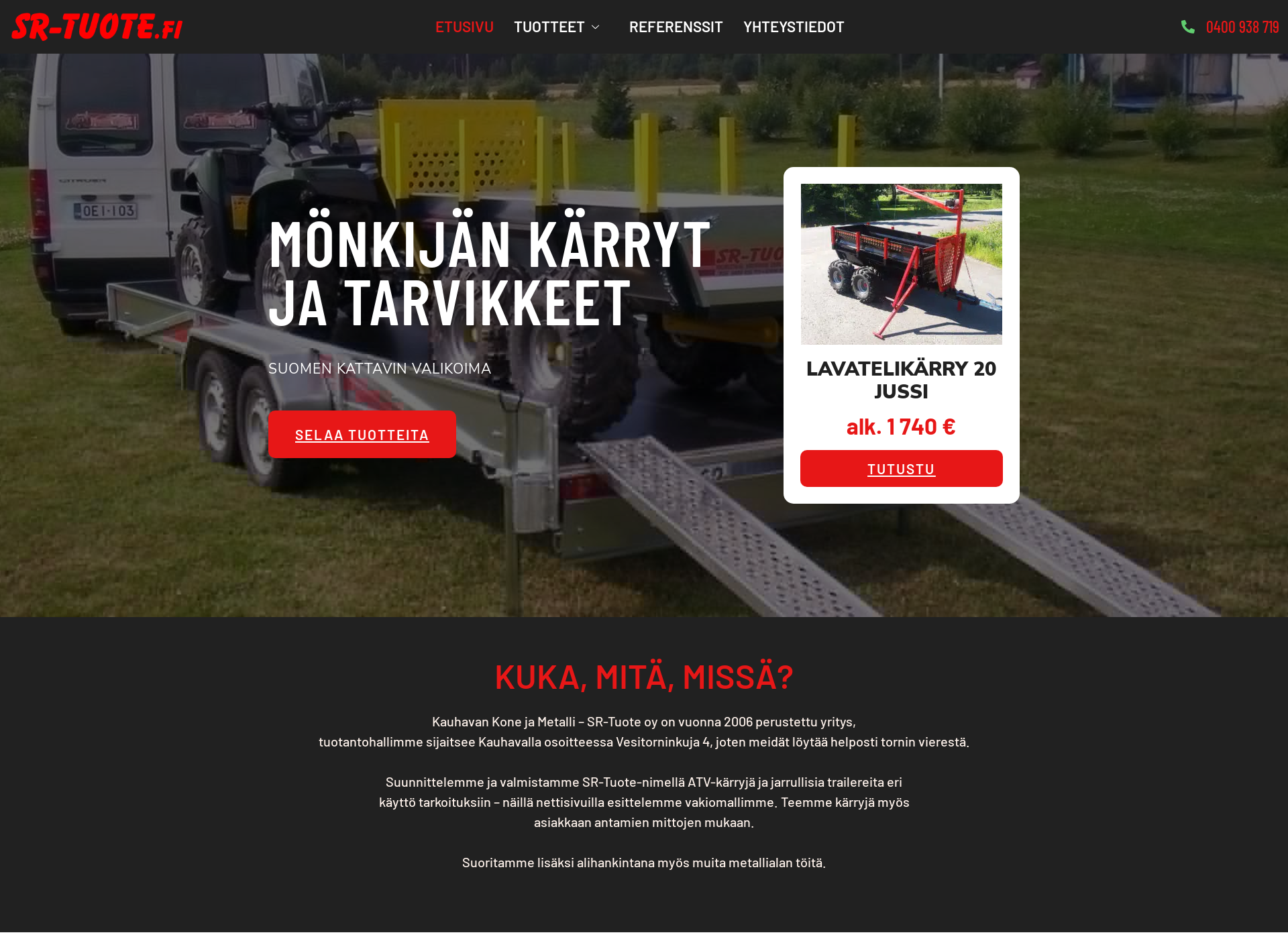 Skärmdump för pv-tarvike.fi