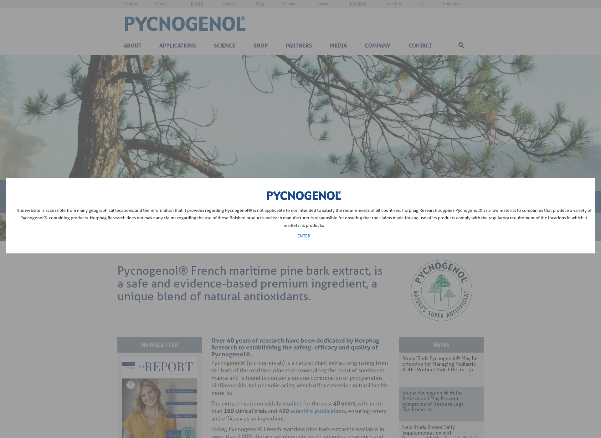 Screenshot for pycnogenol.fi