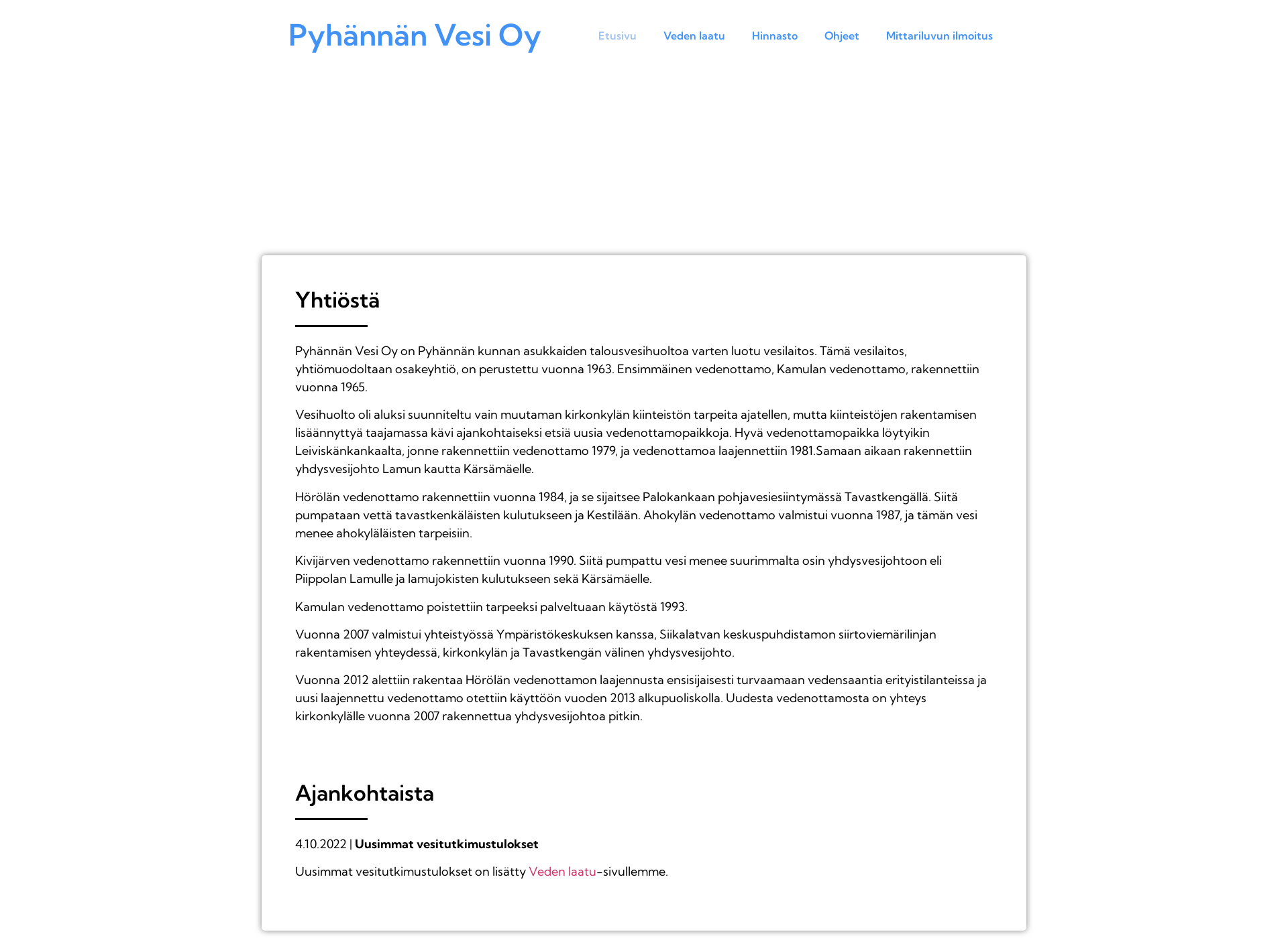 Screenshot for pyhannanvesi.fi