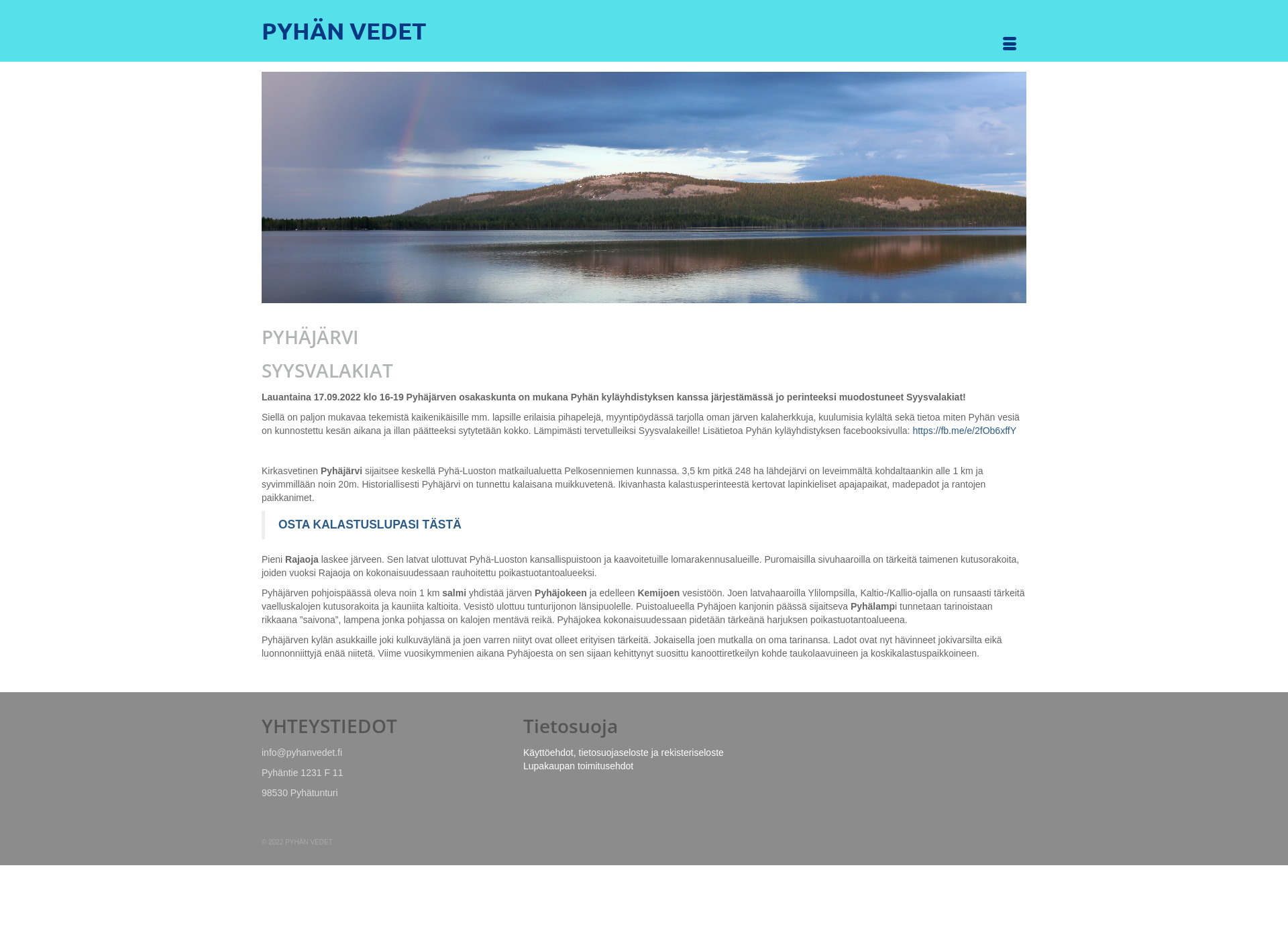 Skärmdump för pyhanvedet.fi