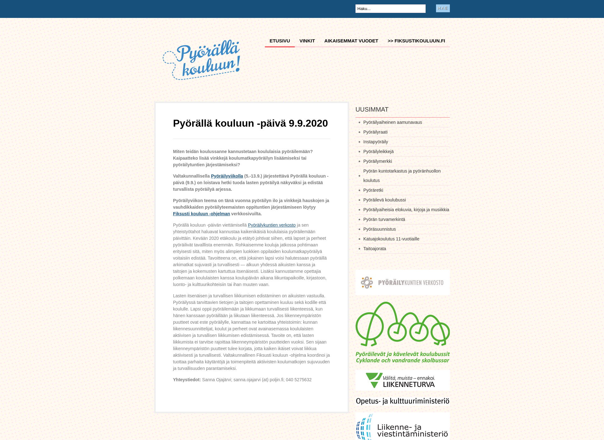 Skärmdump för pyorallakouluun.fi